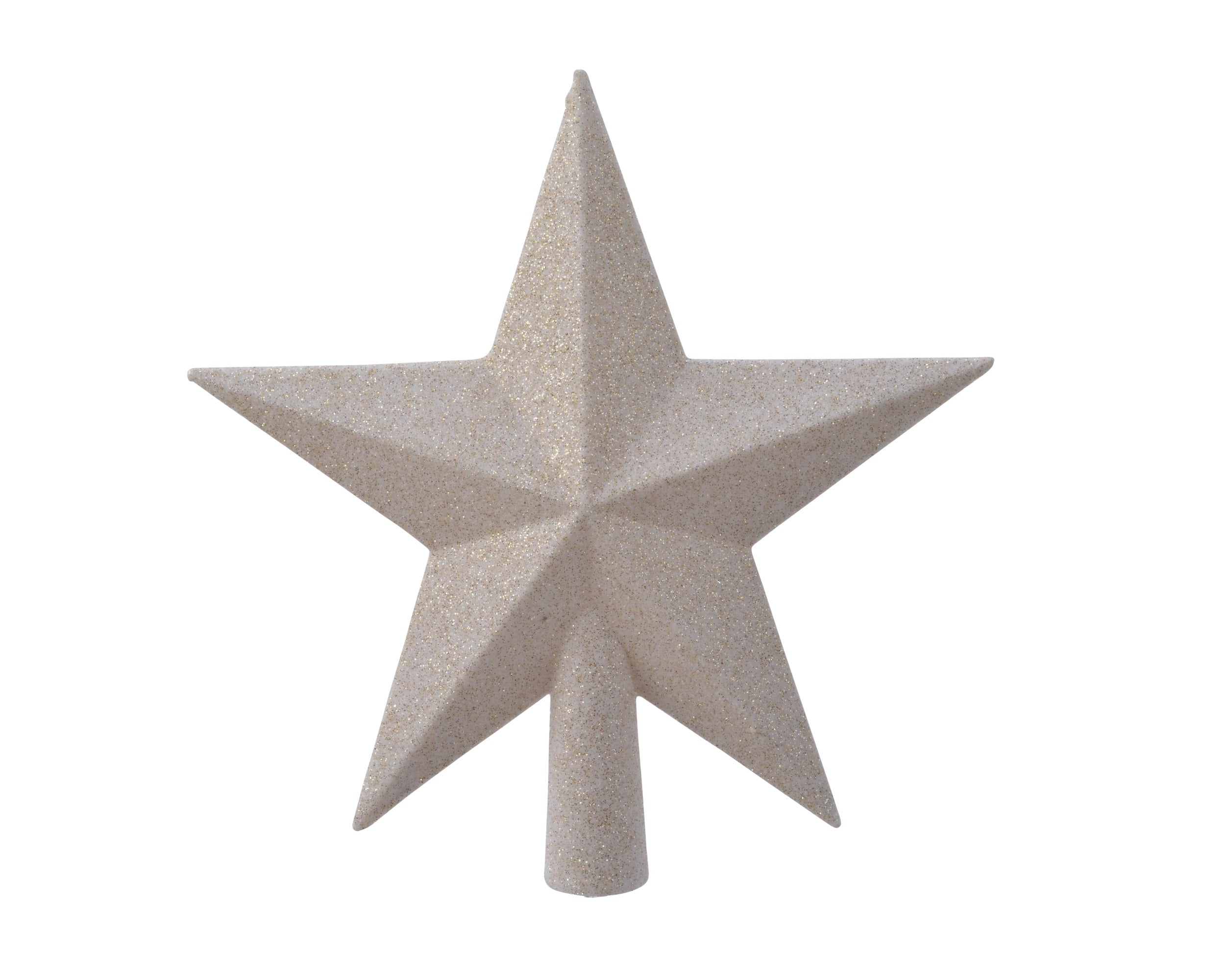 Kerst piek kunststof glitter 19cm - wolwit