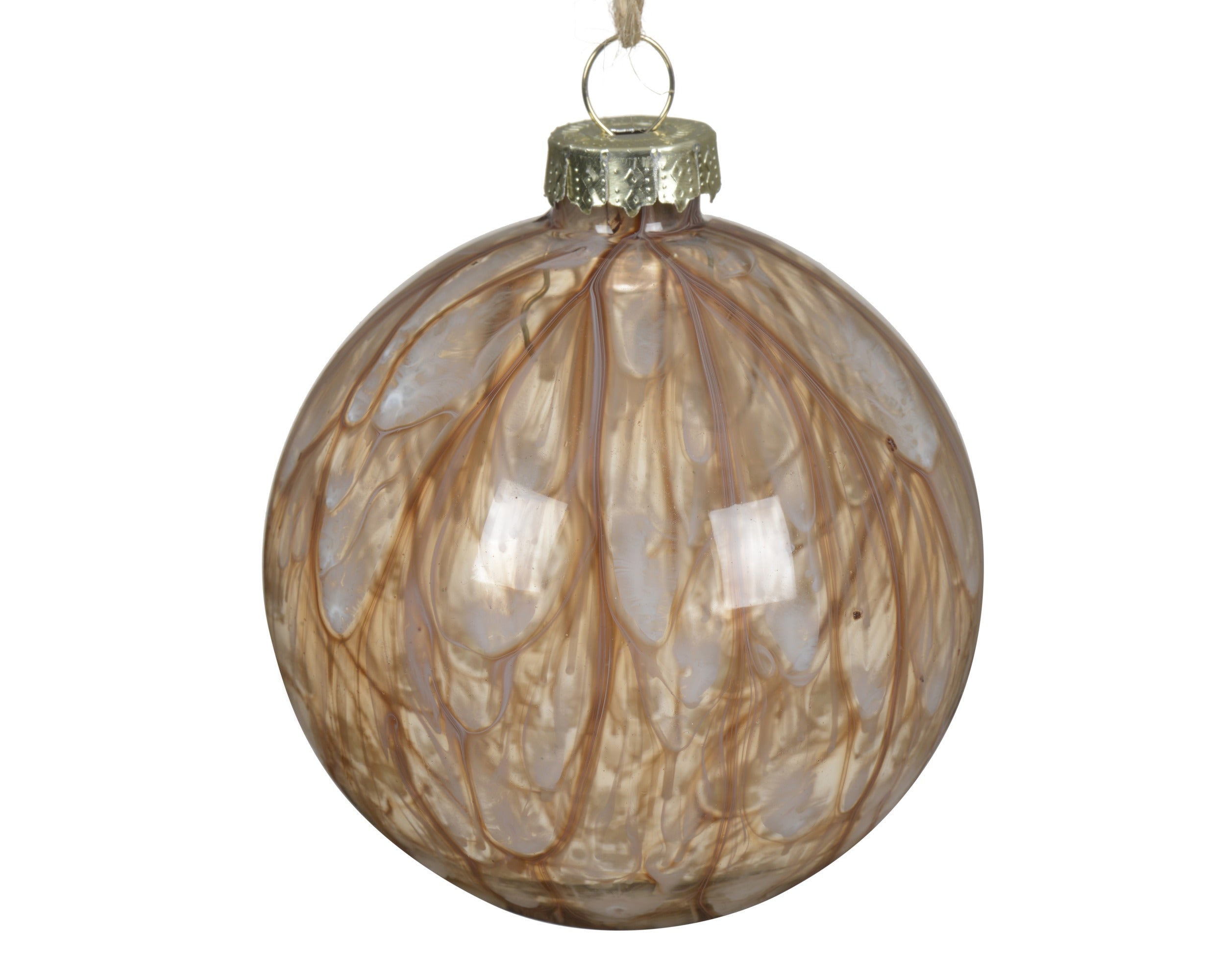 Kerstbal glas 8cm - pecannoot bruin (prijs per stuk)