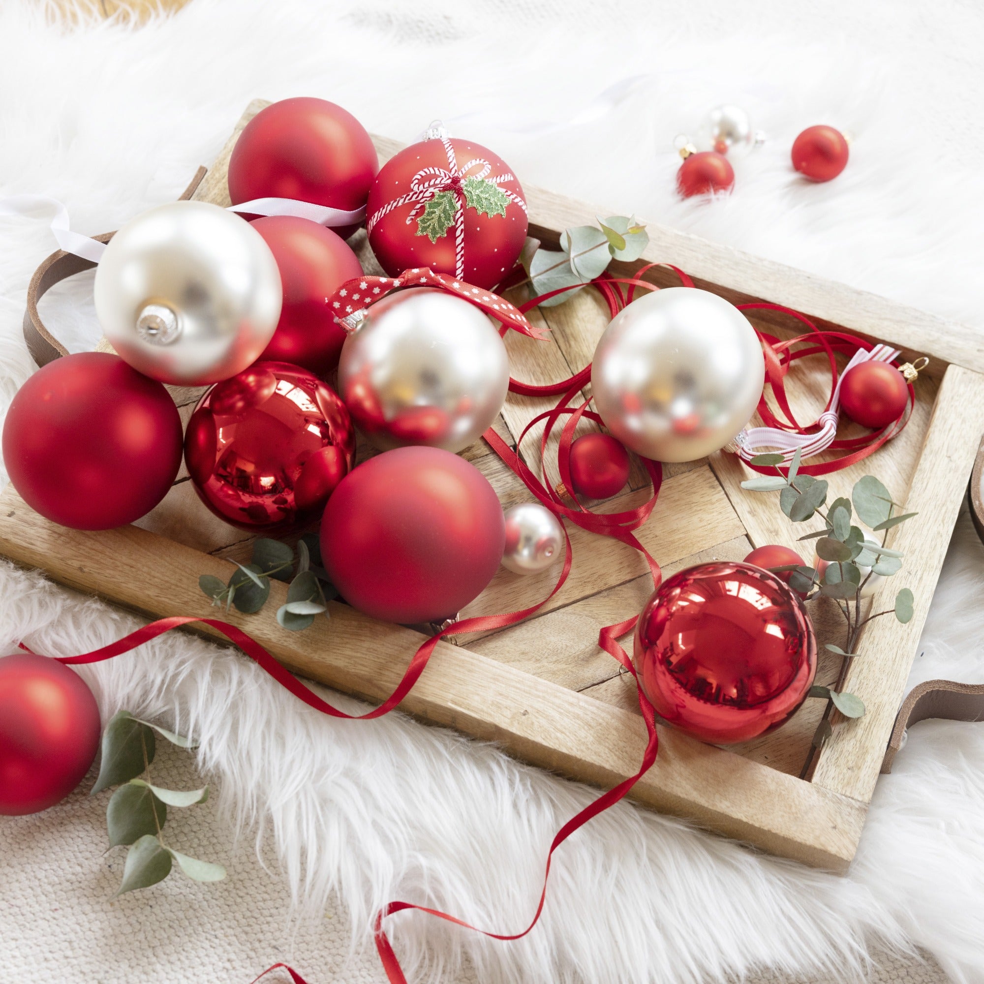 Kerstballen glas glans/mat mix 6cm - kerstrood 10st.