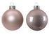 Kerstballen glas emaille/mat mix 8cm - poederroze 6st.