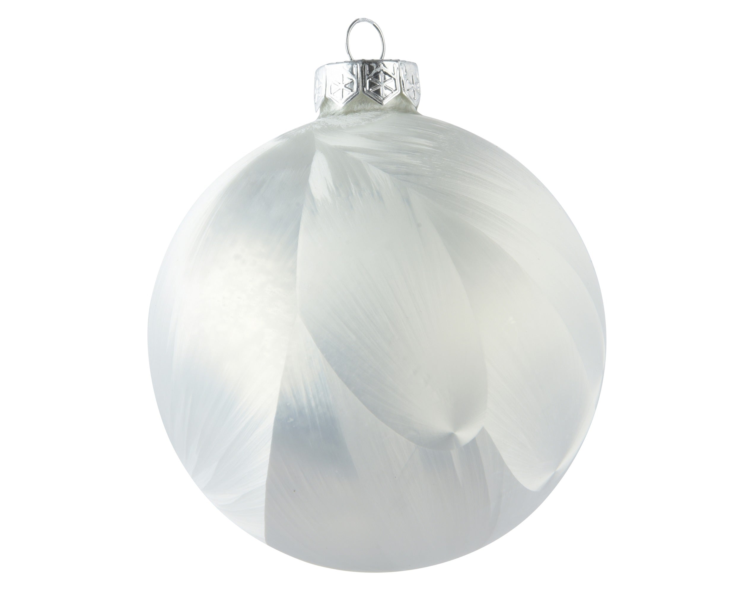 Kerstballen glas mat 8cm - wit ijslak 6st.