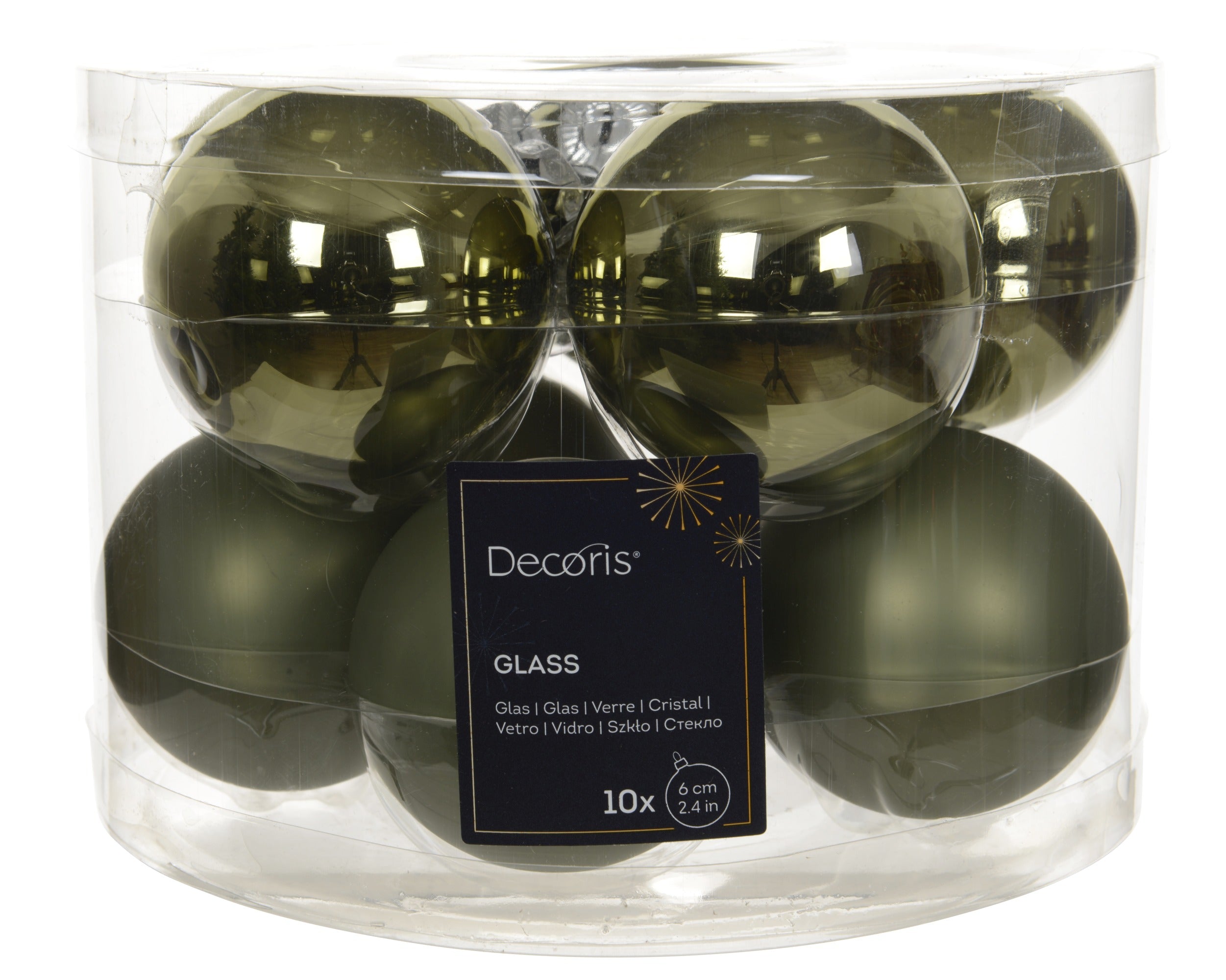 Kerstballen glas glans/mat mix 6cm - rozemarijn 10st.