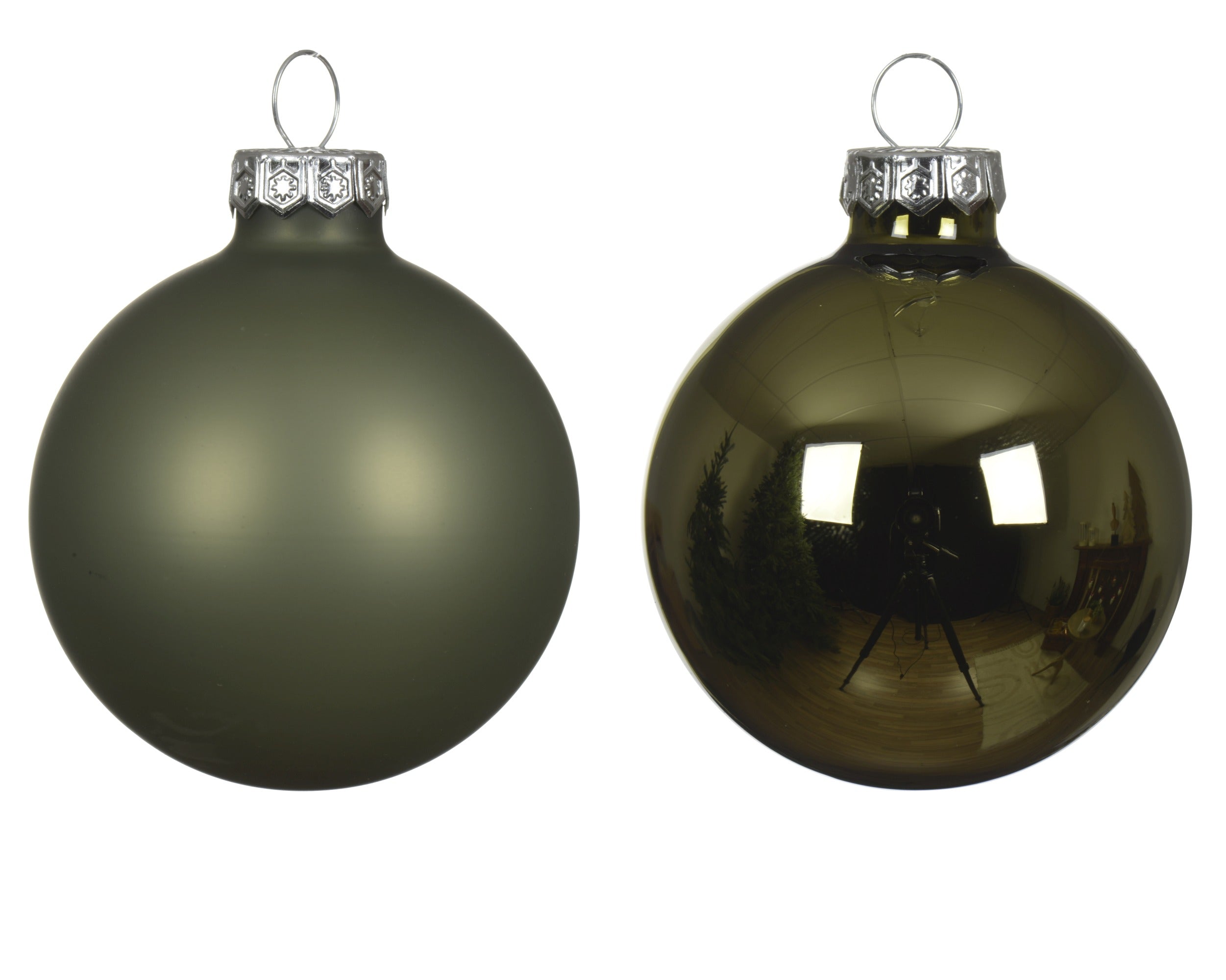 Kerstballen glas glans/mat mix 8cm - rozemarijn 6st.