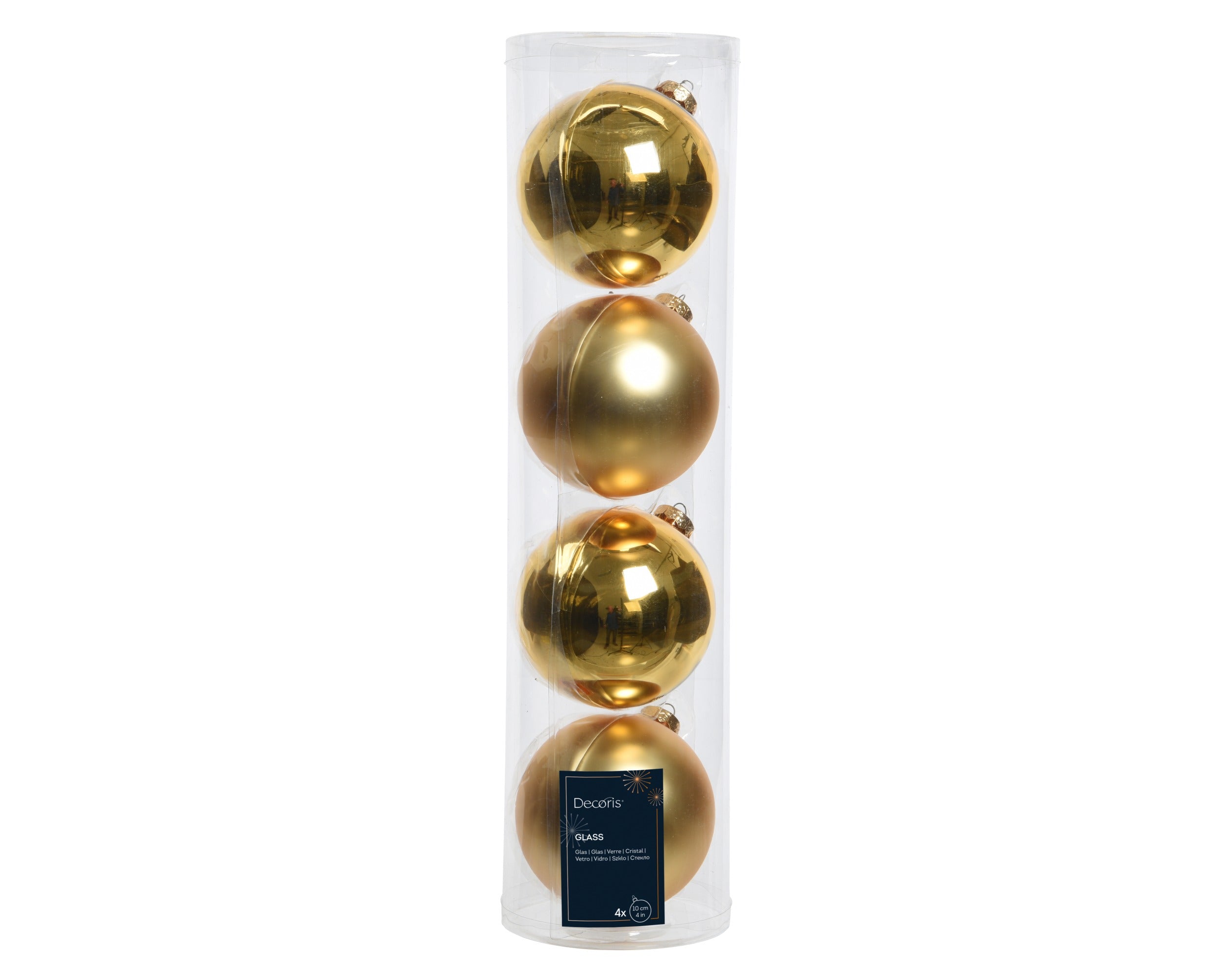 Kerstballen glas glans/mat mix 10cm - licht goud 4st.