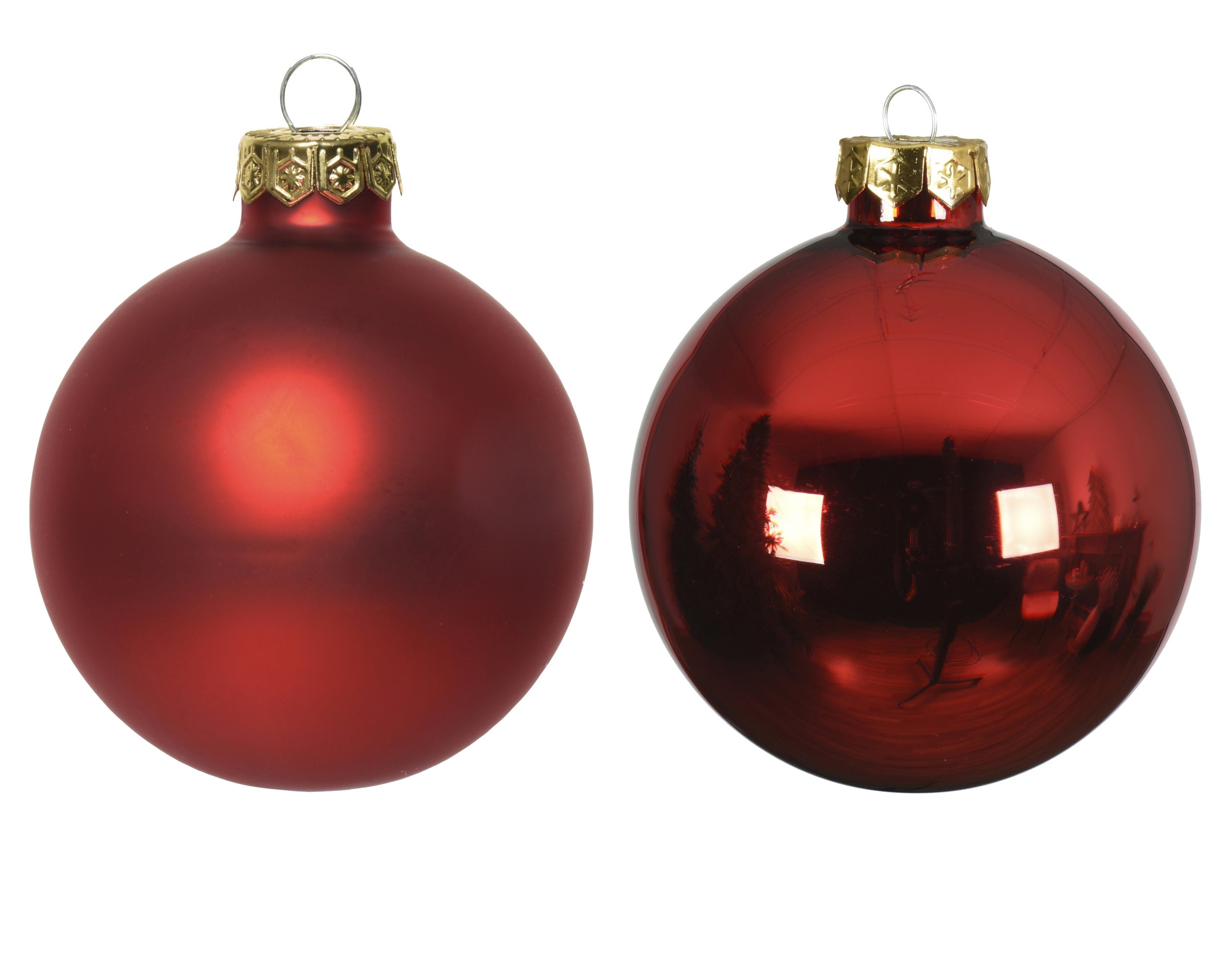 Kerstballen glas glans/mat mix 10cm - kerstrood 4st.