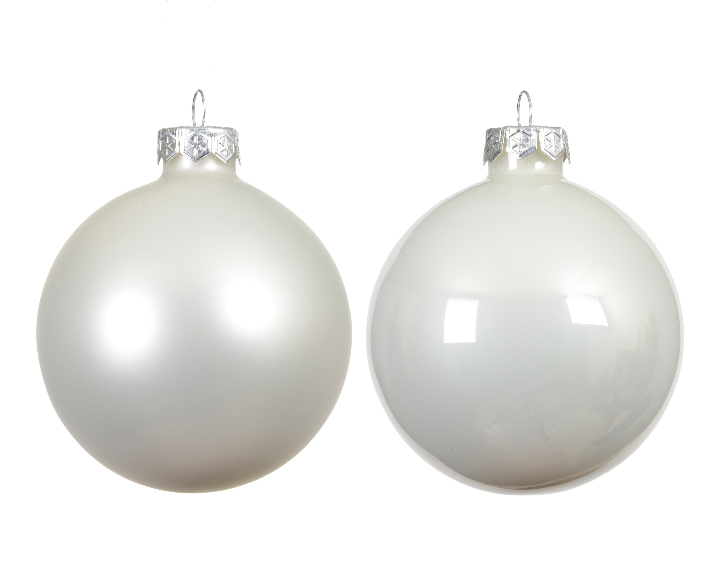 Kerstballen glas emaille/mat mix 10cm - winterwit 4st.