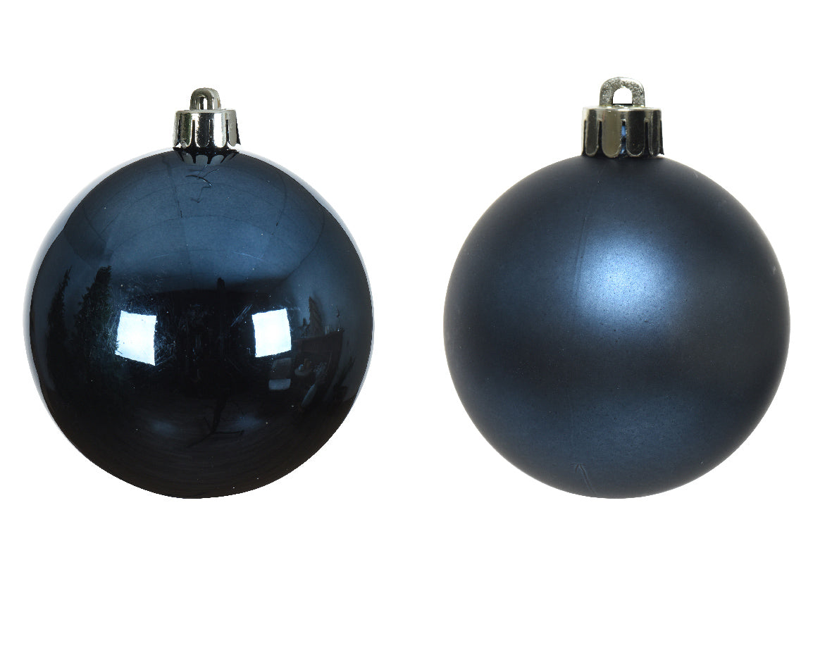 Kerstballen glas glans/mat mix 10cm - nachtblauw 4st.