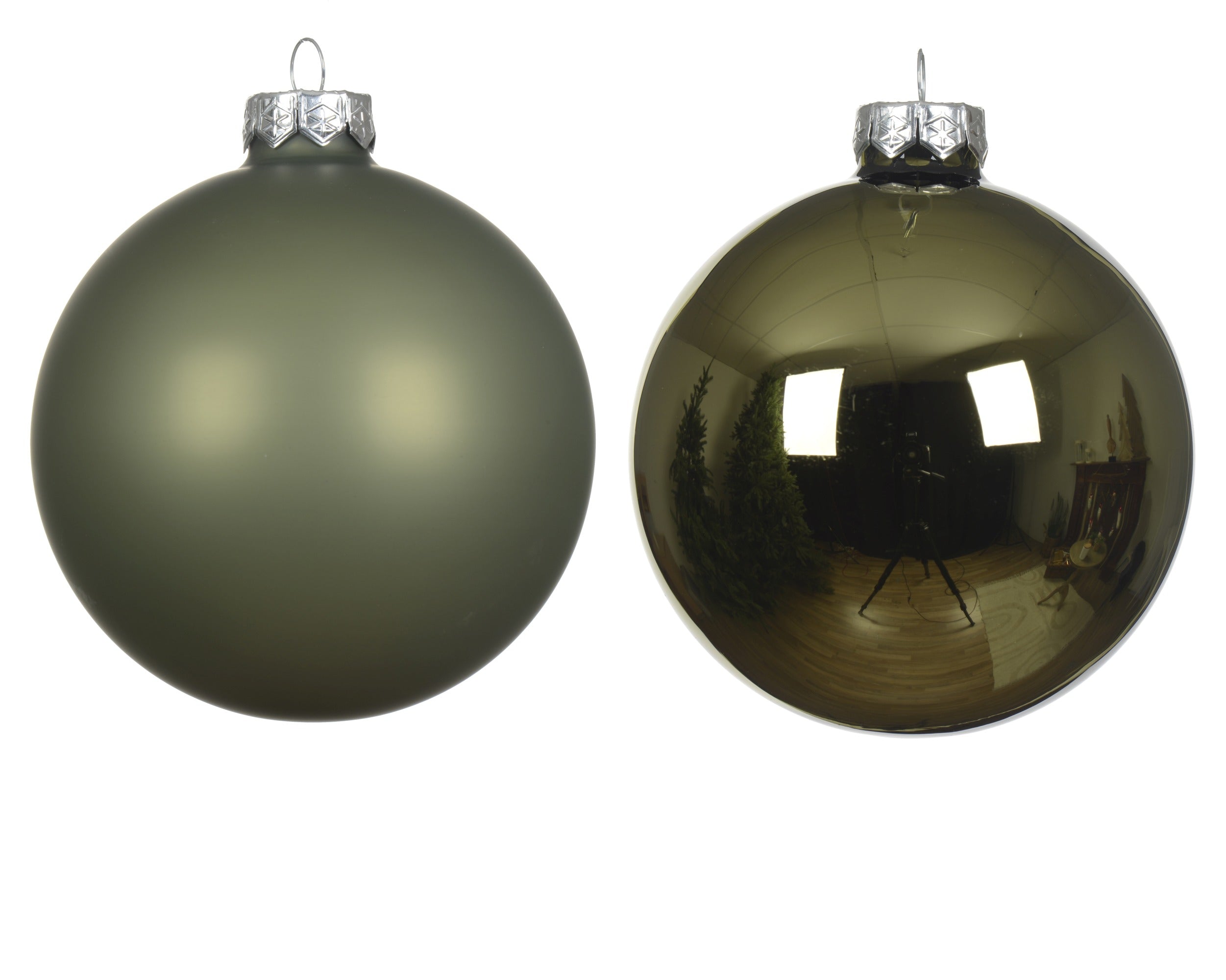 Kerstballen glas glans/mat mix 10cm - rozemarijn 4st.