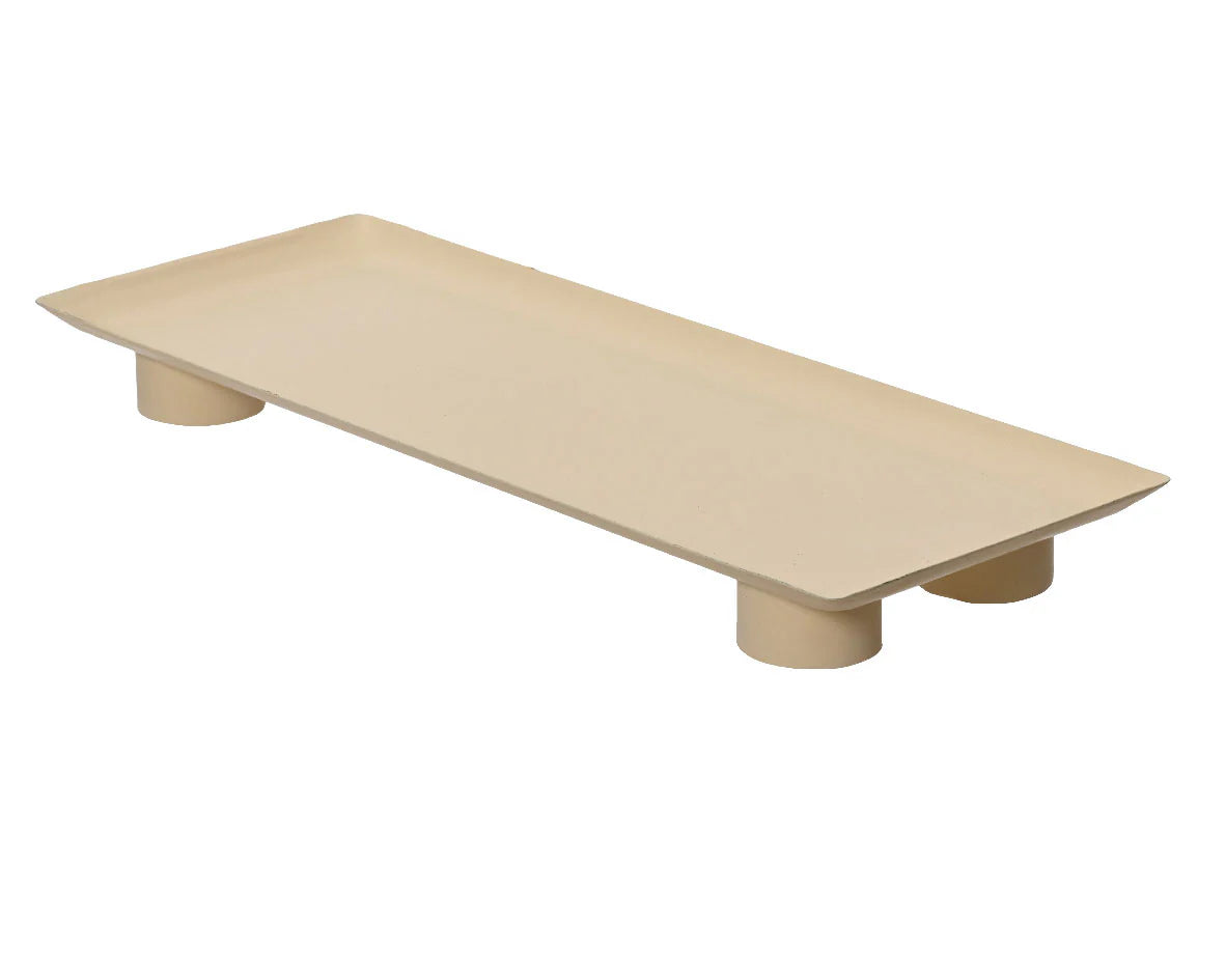 Deco bord rechth.- 13x34cm - ijzer zand kleur