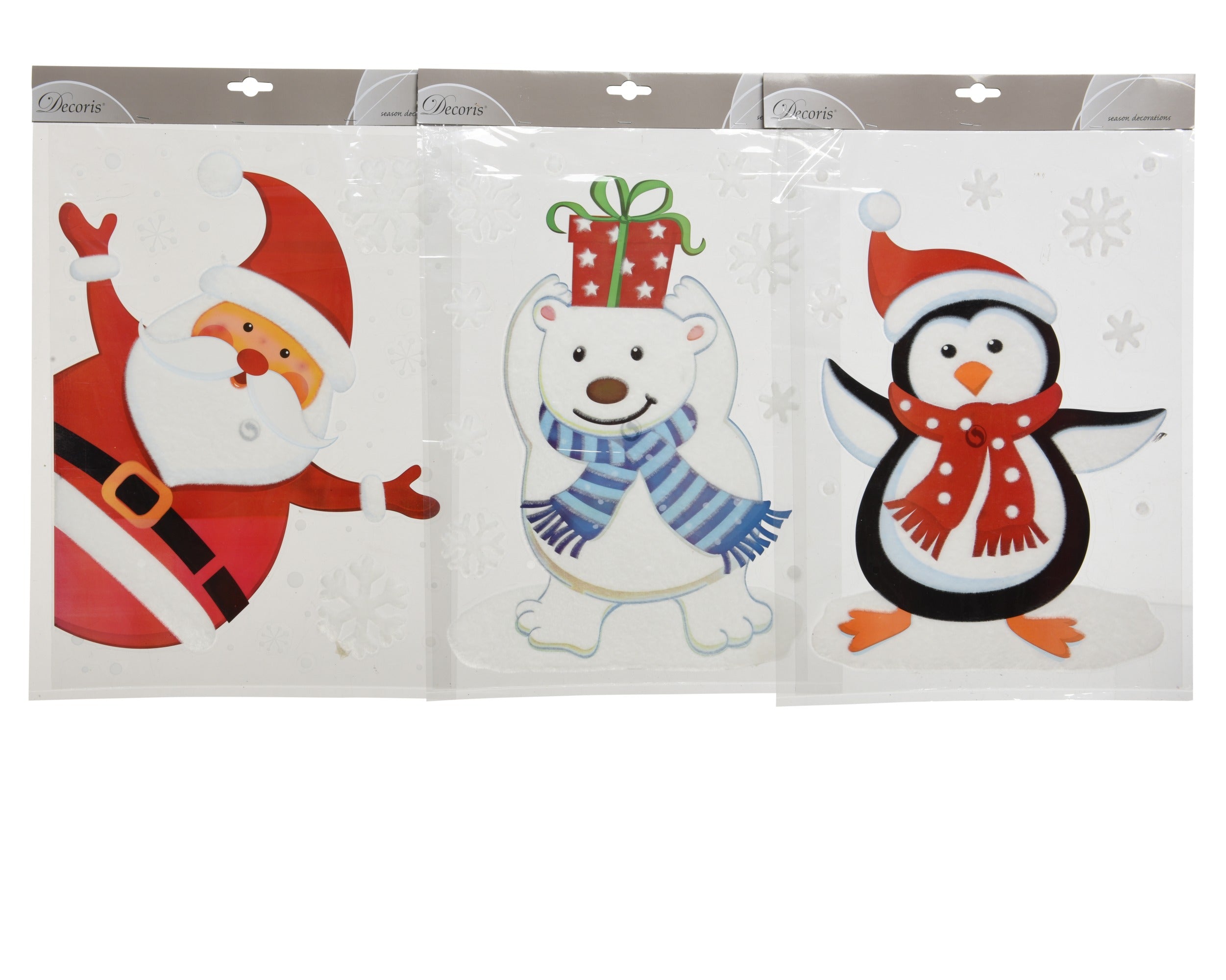 Kerst raamdecoratie pvc flock - ass.  (prijs per stuk)
