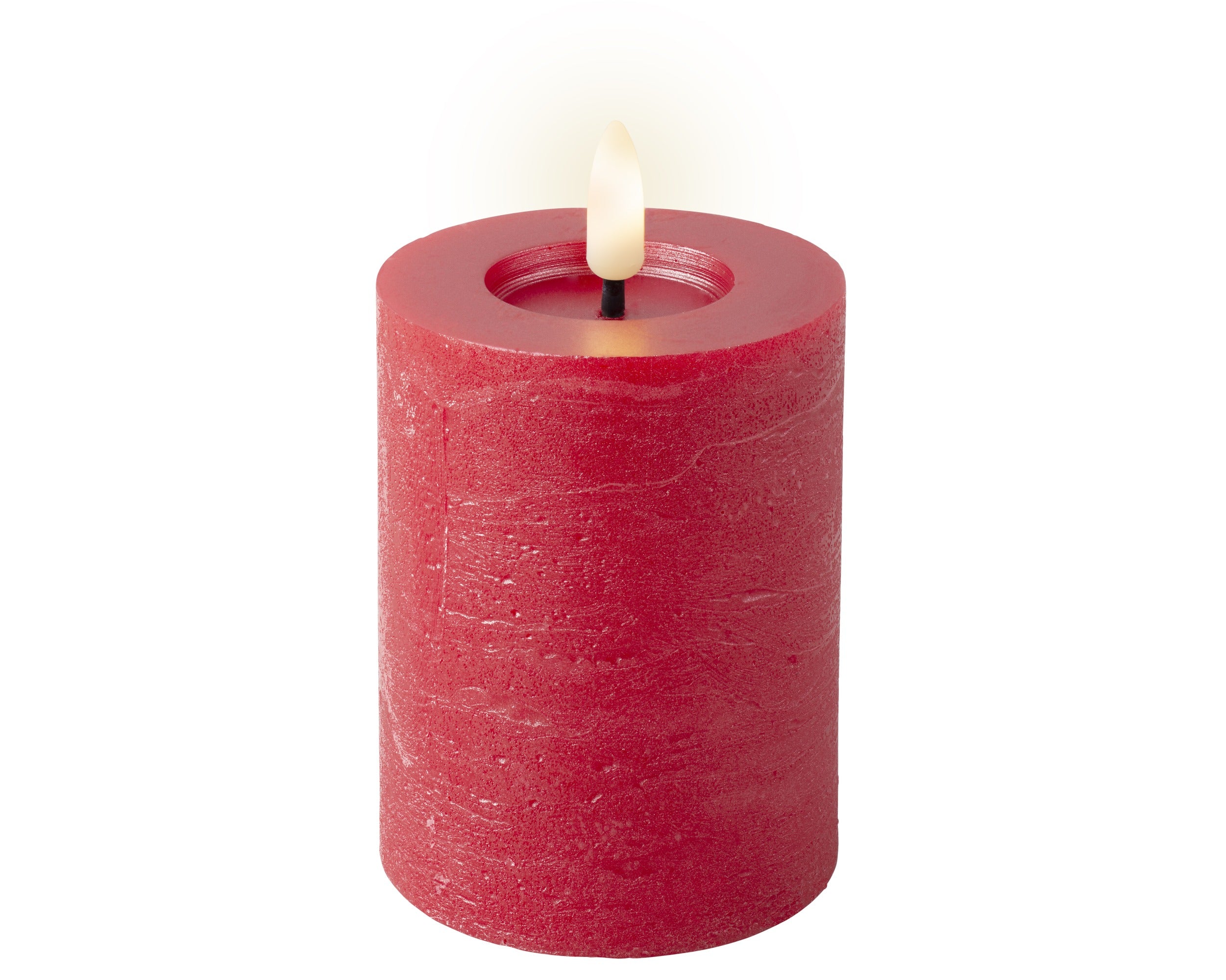 Lumineo LED kaars wax binnen 7x11.2cm - kerstrood - warm wit