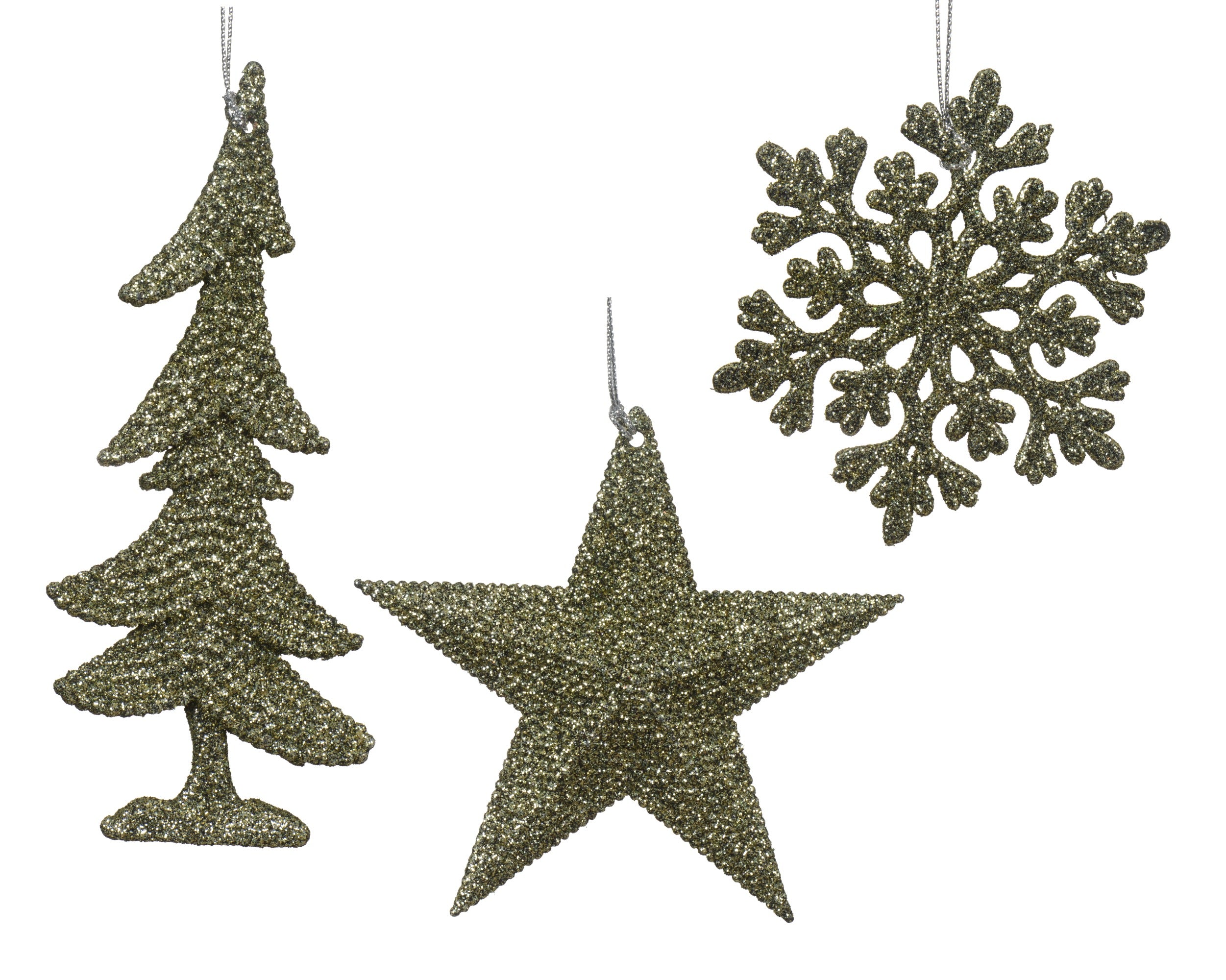 Kersthanger figuren plastic glitter - rozemarijn - ass. (prijs per stuk)