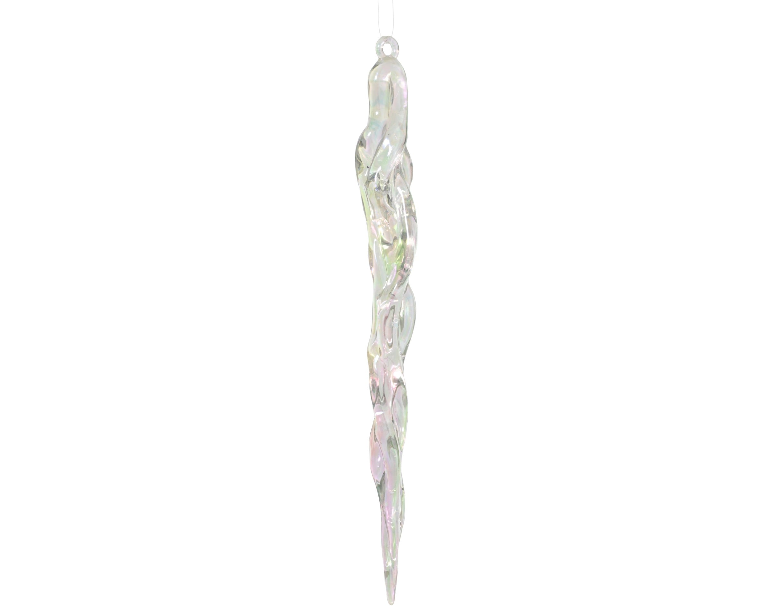 Kersthanger ijspegel plastic 18.5cm - transparant/iris (prijs per stuk)