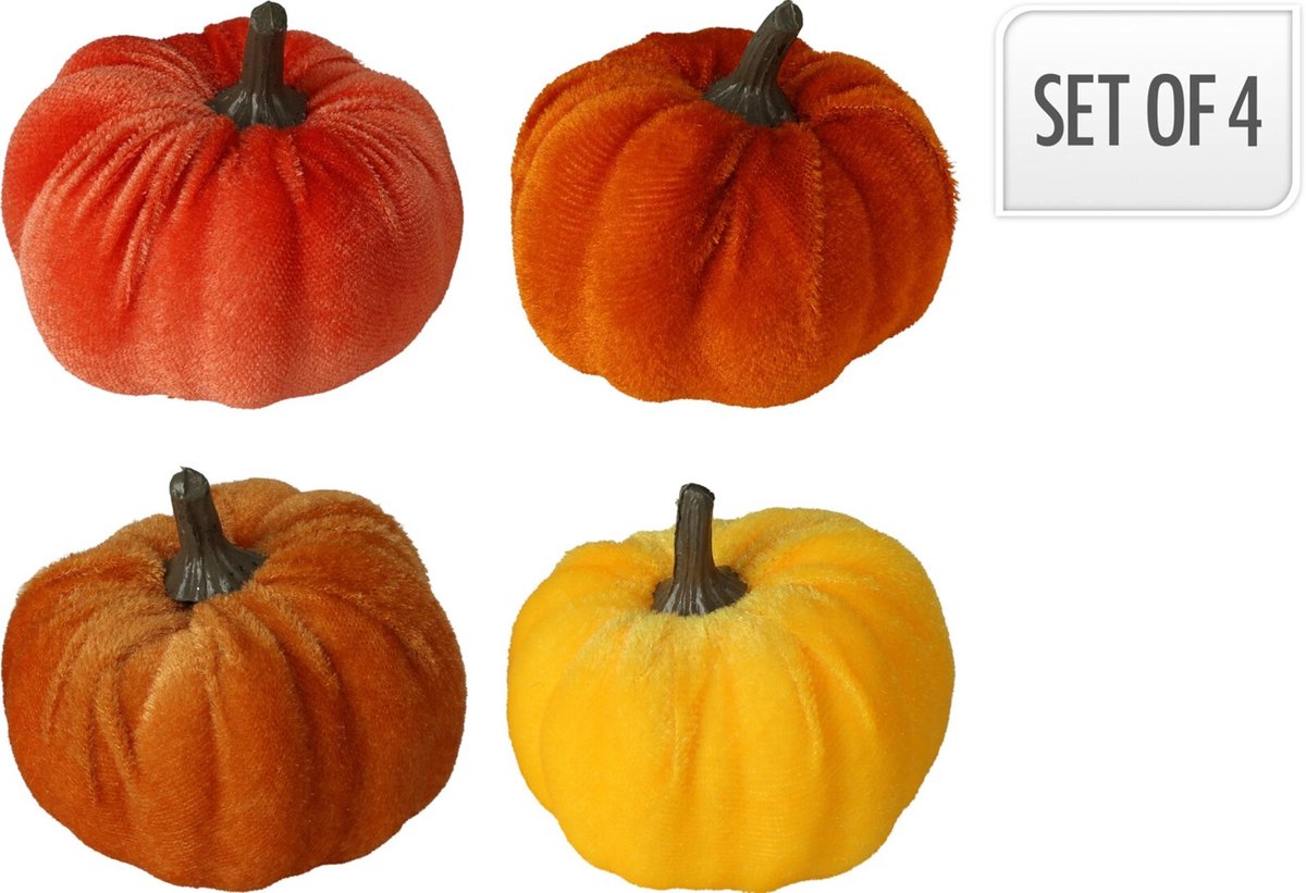 Pompoen velvet set4 - 6cm
