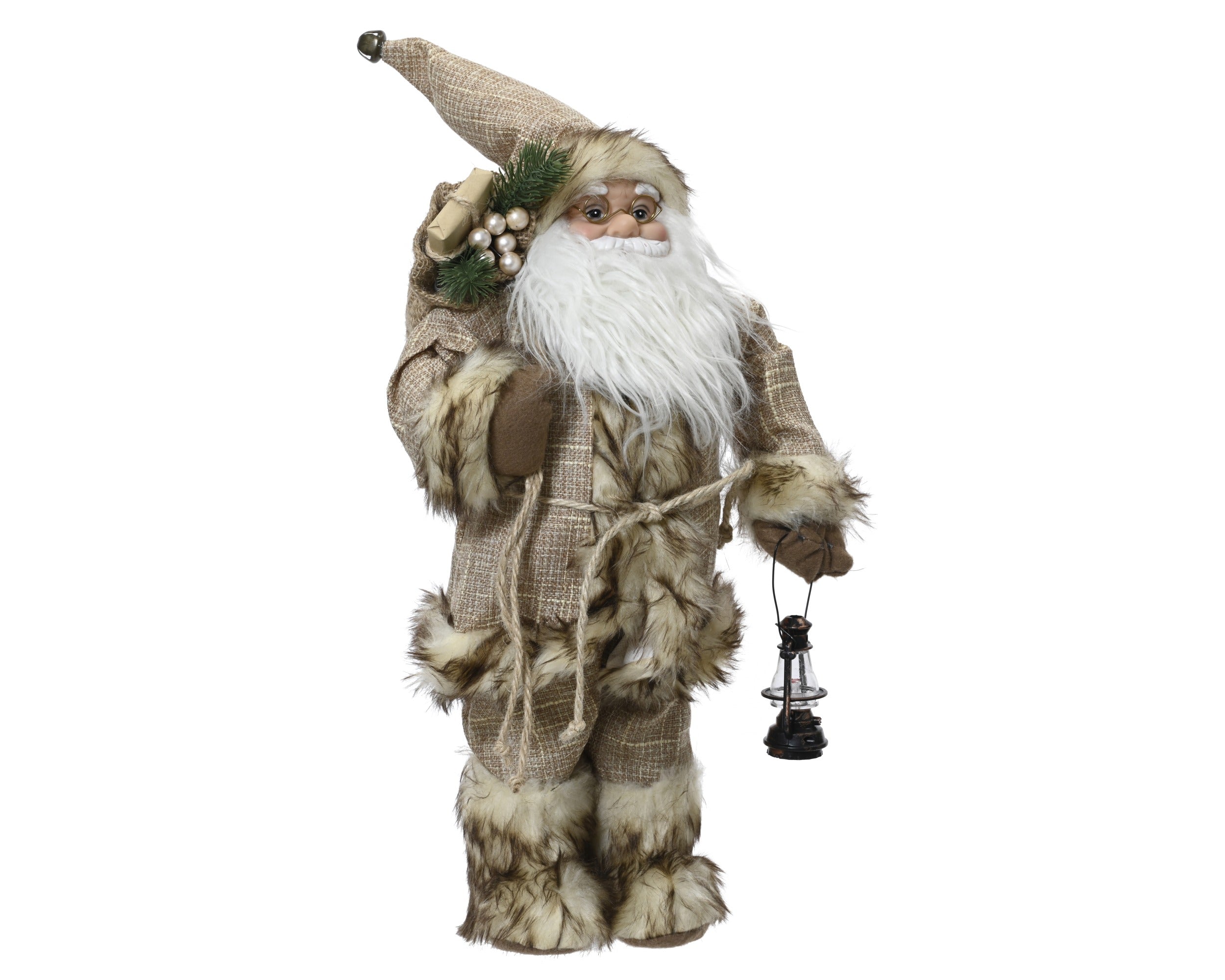 Kerstman polyester 26x18x60cm - bruin