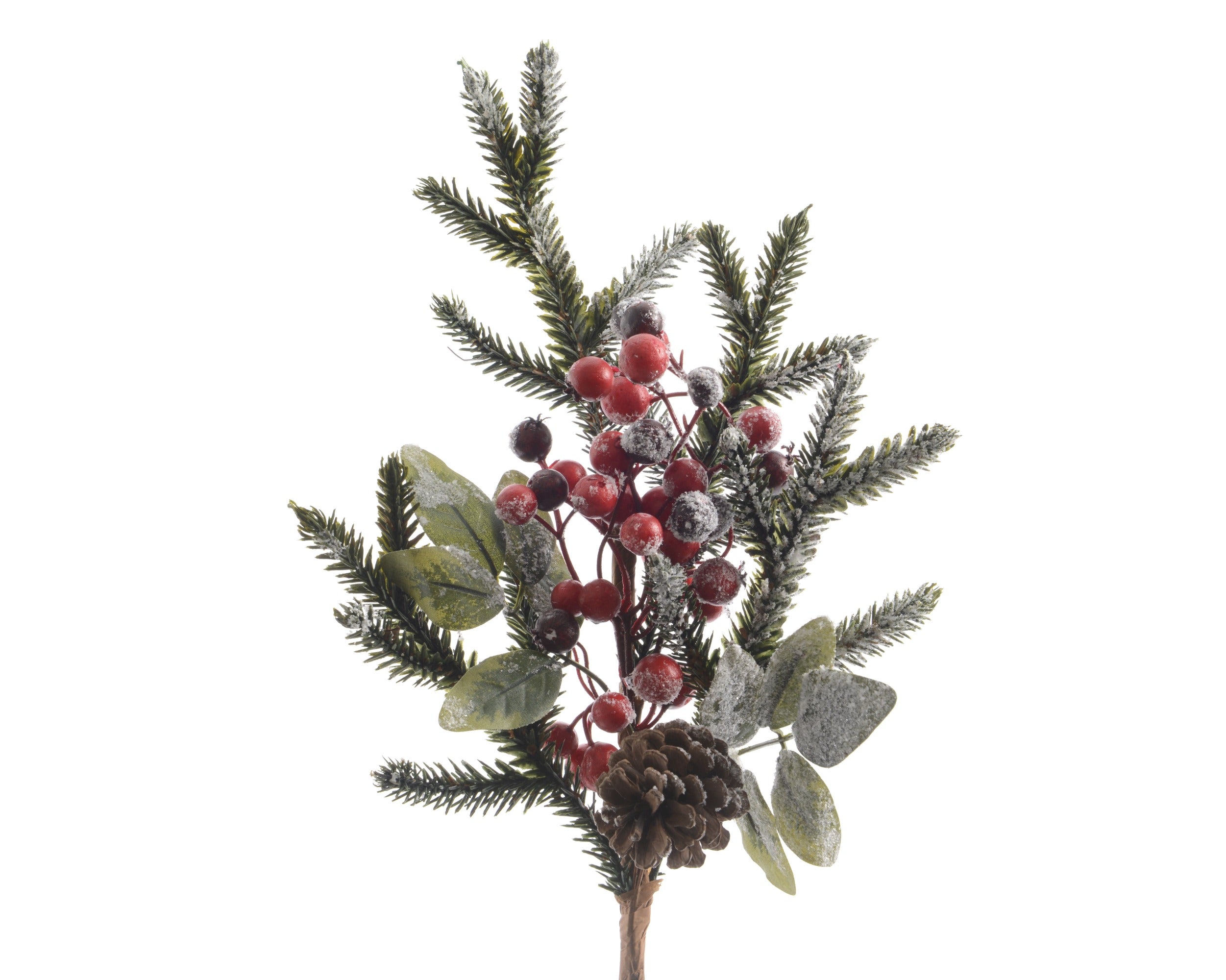 Kerst tak spray dennenappel/berries - groen/rood