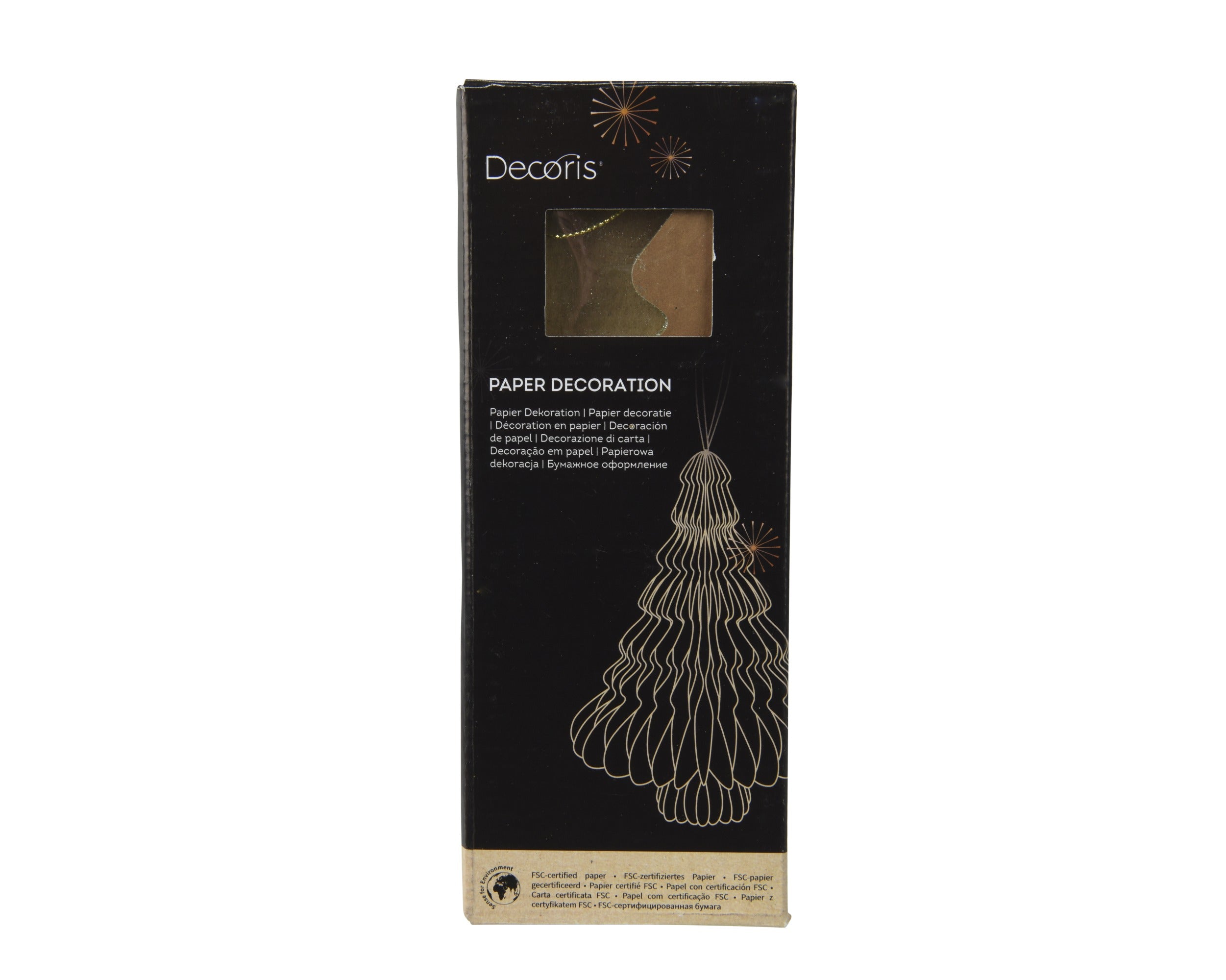 Kerstdeco boom papier 15x20cm - bruin