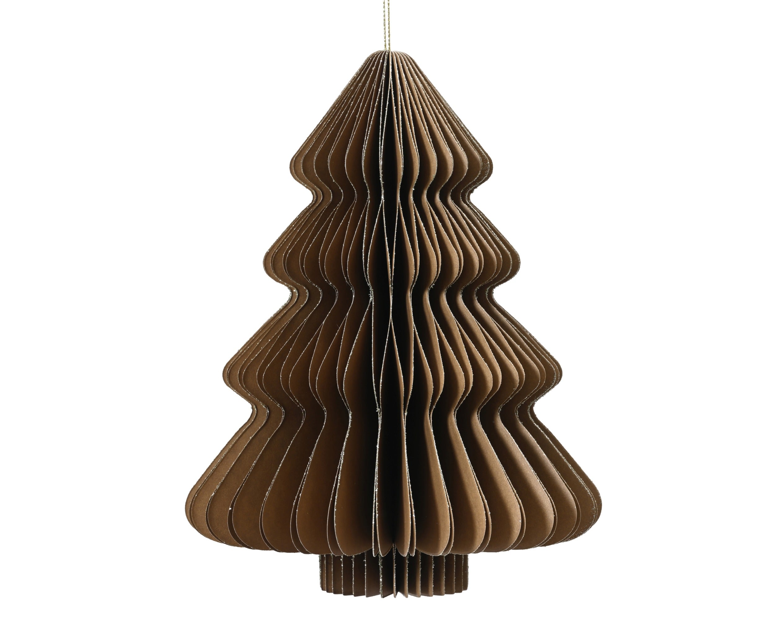 Kerstdeco boom papier 15x20cm - bruin