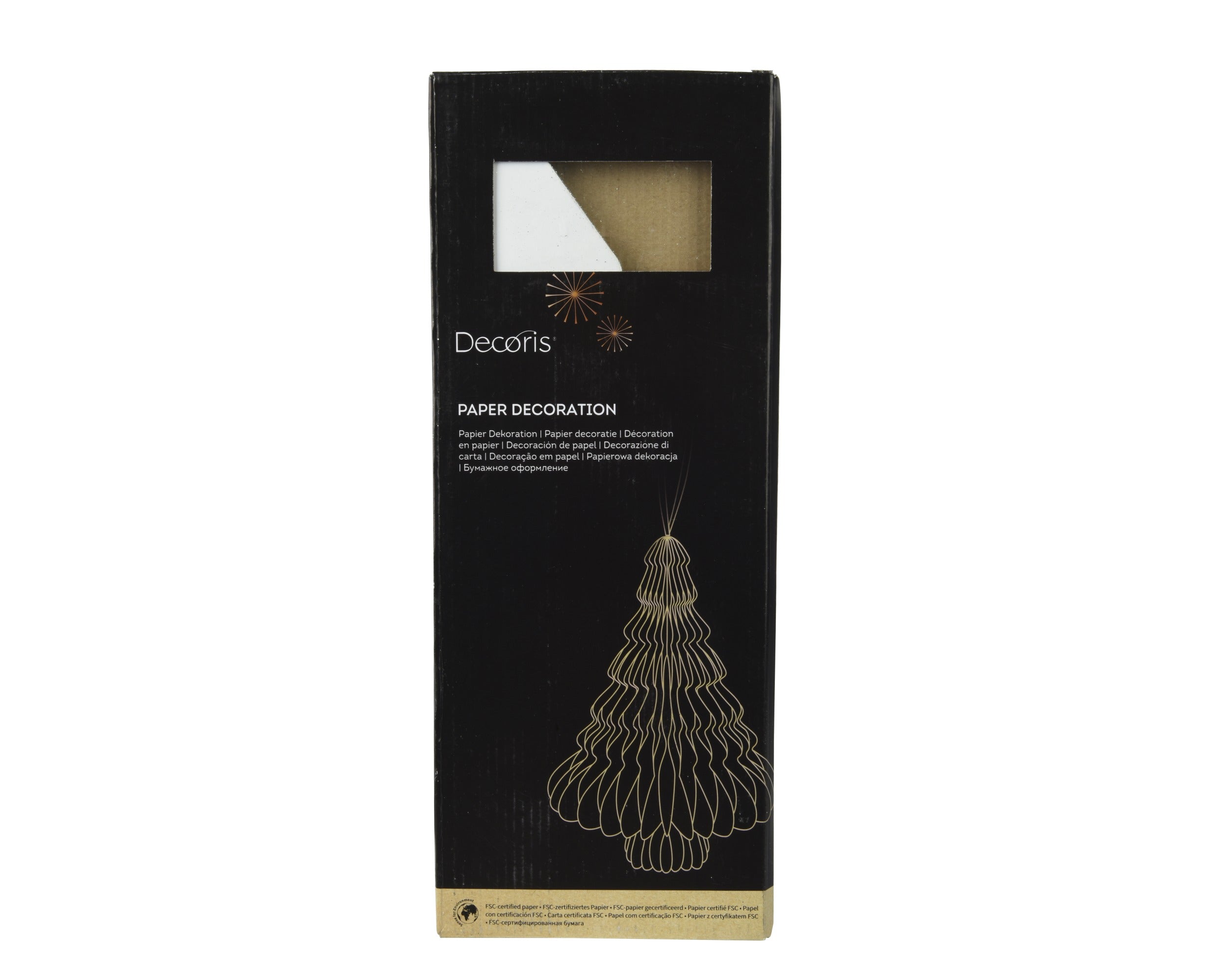 Kerstdeco boom papier 30x40cm - wit
