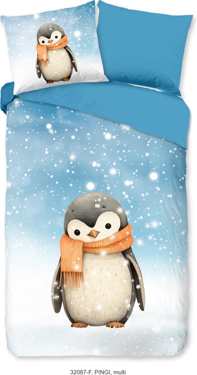 GOODMORNING Dekbedovertrek - 140x220cm 32087 pinguin flanel multi