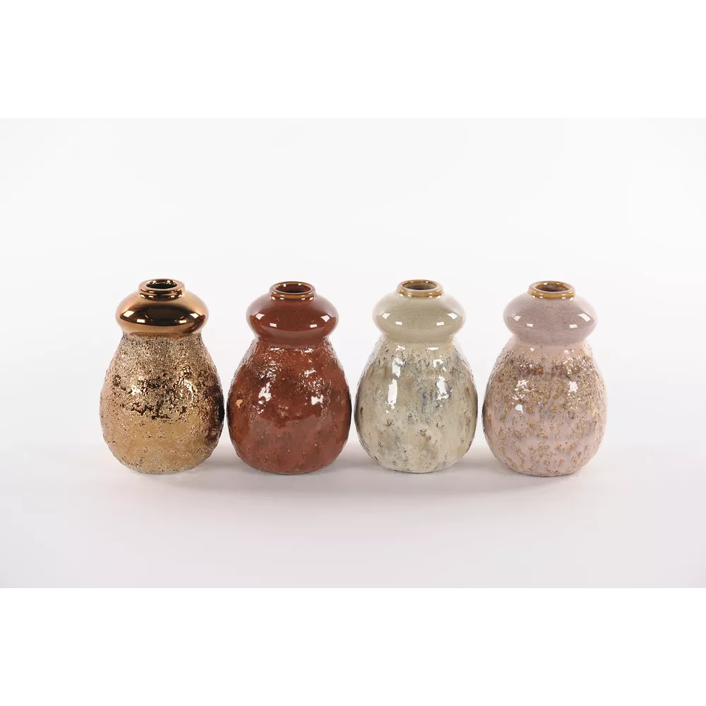 Rough Glaze - Vaasje ass. - 8.2x12.2cm keramiek     ( prijs per stuk )