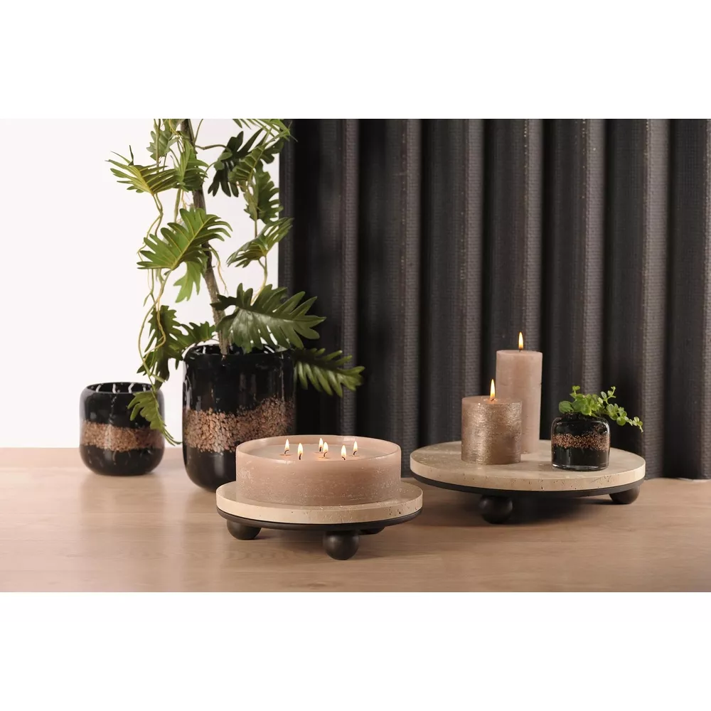 Travertin - Marmeren schaal rond - 28x12 cm