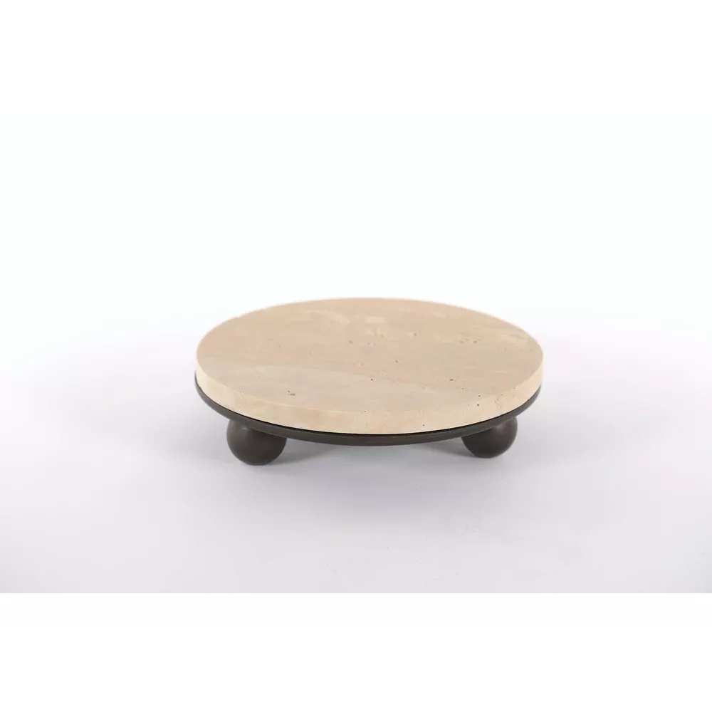 Travertin - Marmeren schaal rond - 28x12 cm