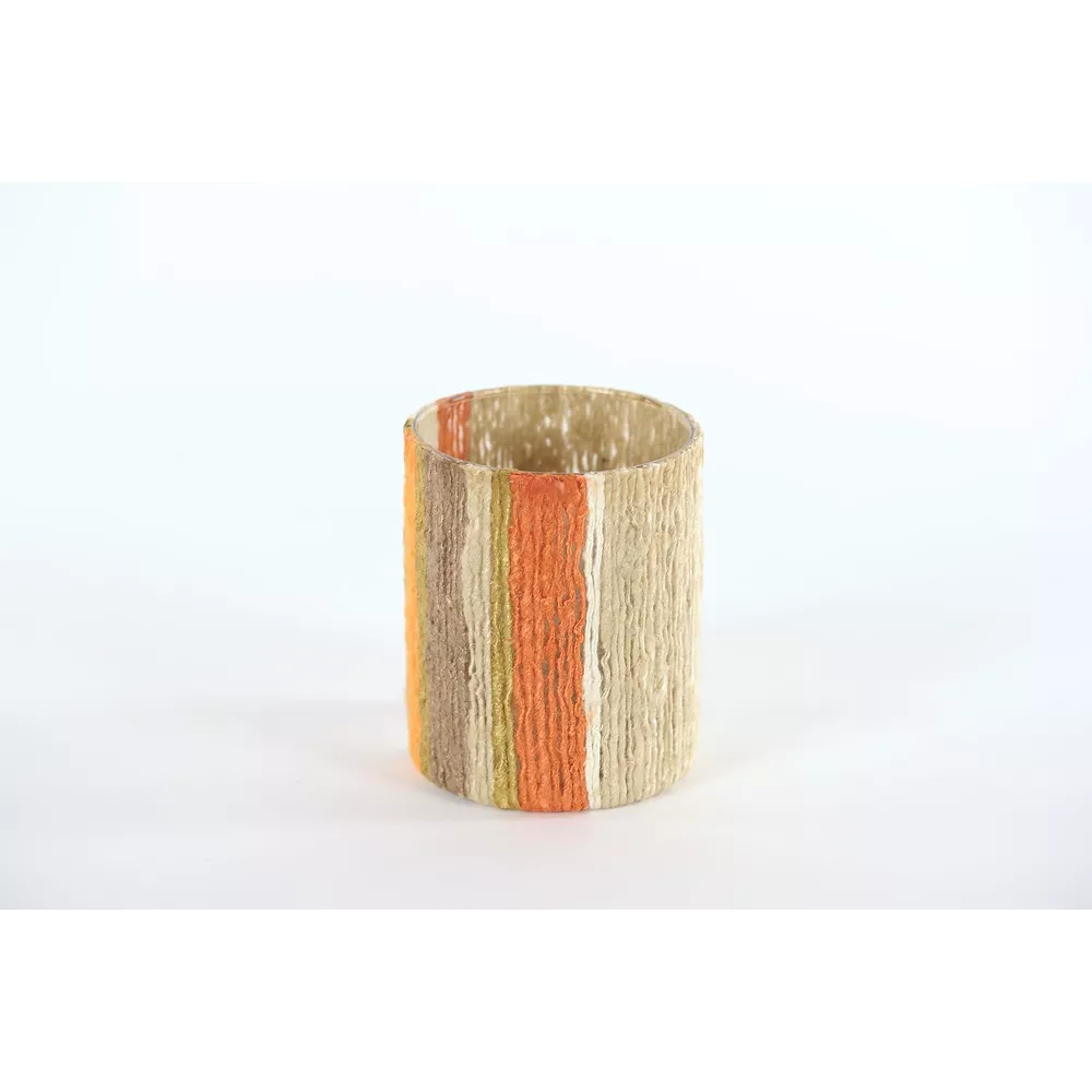 Fibri linendance - glazen votief 10x13cm multi orange