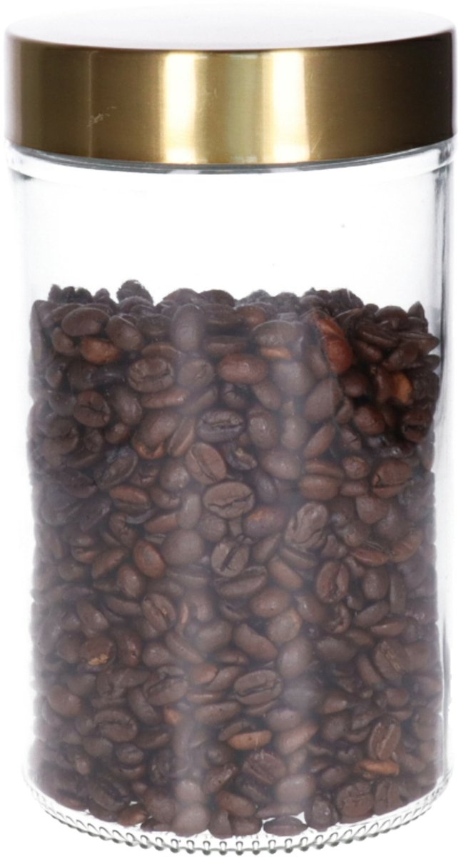 Voorraadpot rvs/glas goud - 900ml deksel goud