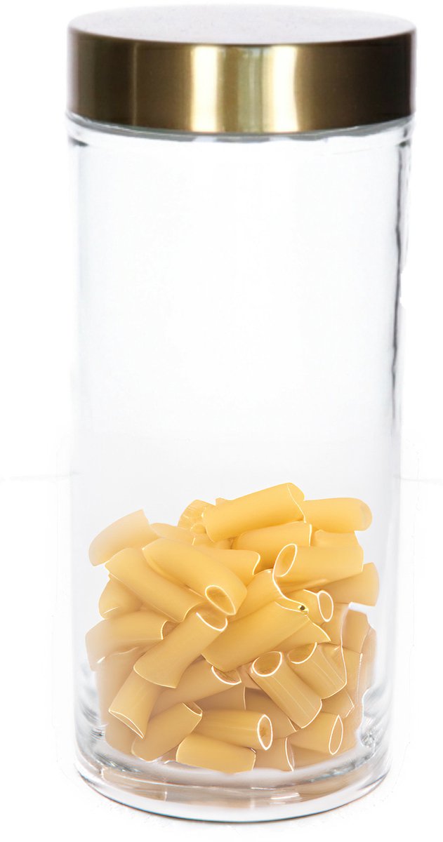 Voorraadpot rvs/glas goud - 1200ml deksel goud