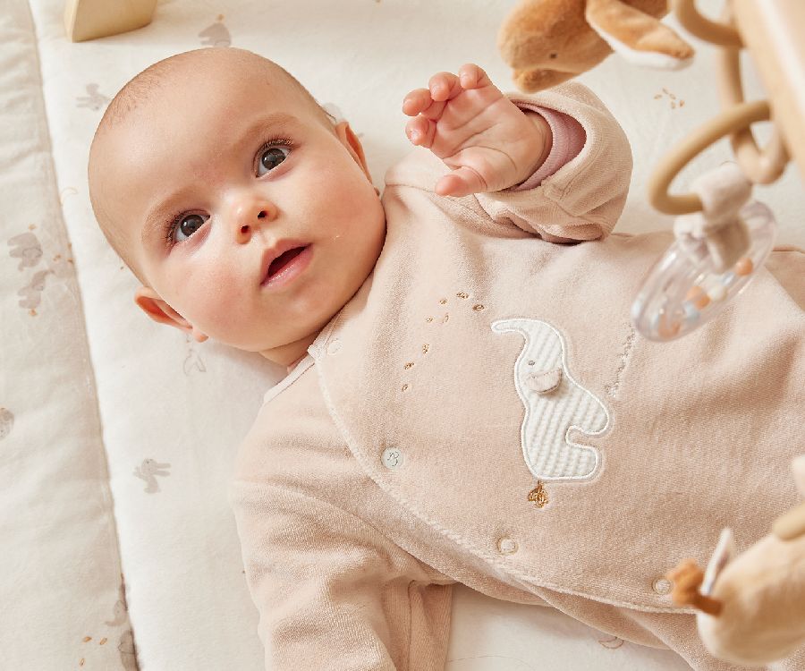 NOUKIES Pyjama fluweel - Bali beige - 00m