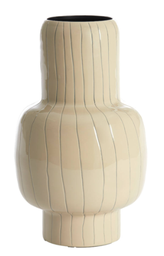 Kamadu deco vaas - 20x34.5cm - creme/ d. bruin