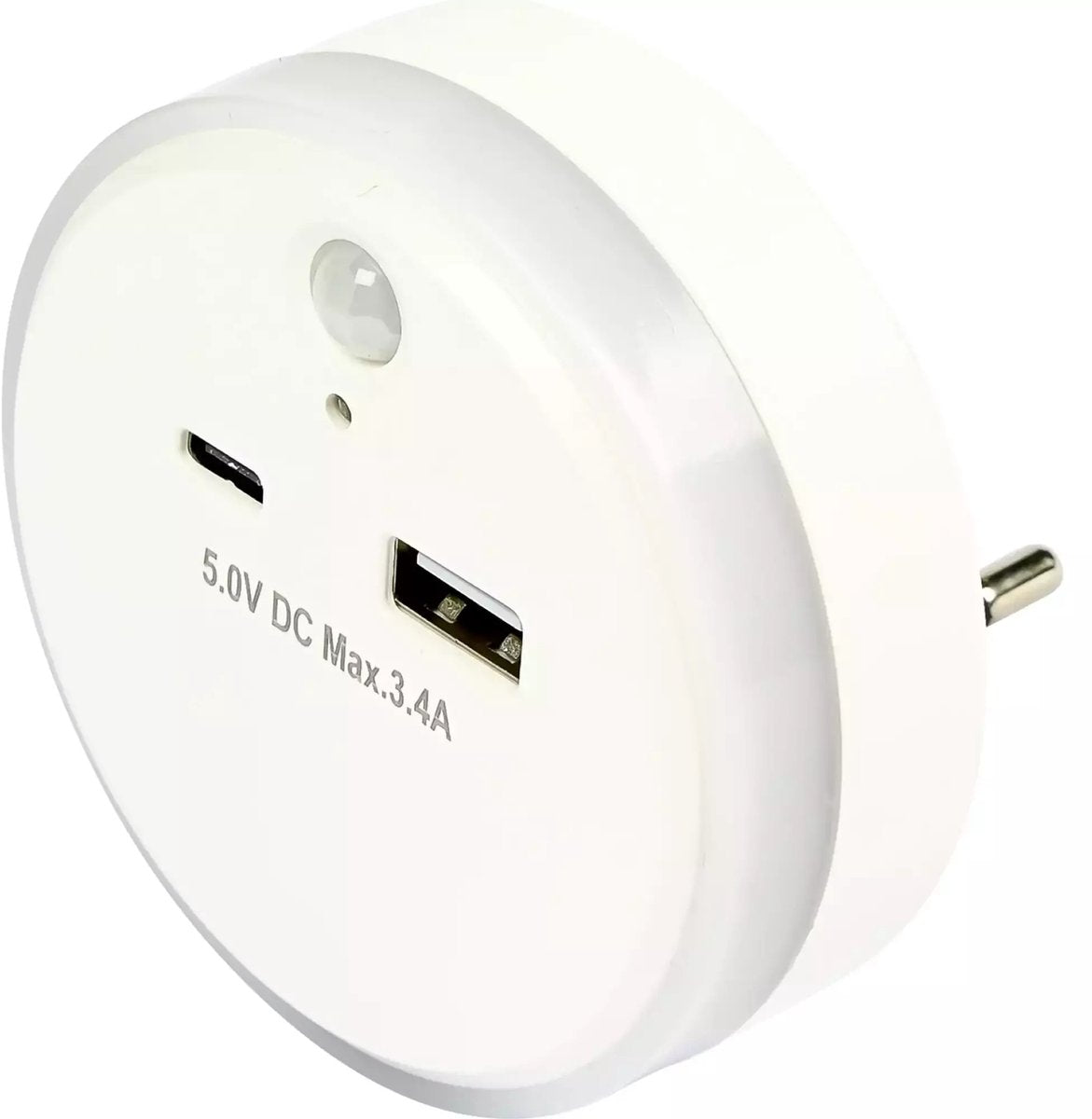 Nachtlamp dag/nacht + Pir sensor USB-A & USB-C