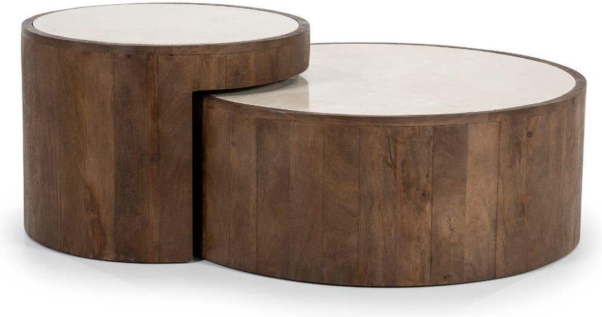 ELEONORA Hazel salontafel set - mangohout & marmer