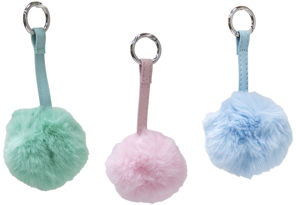 Pompom sleutelhanger pastel