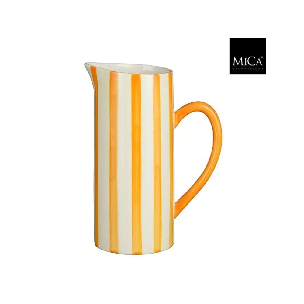 Kan keramiek - 10x17x23cm - oranje gestreept