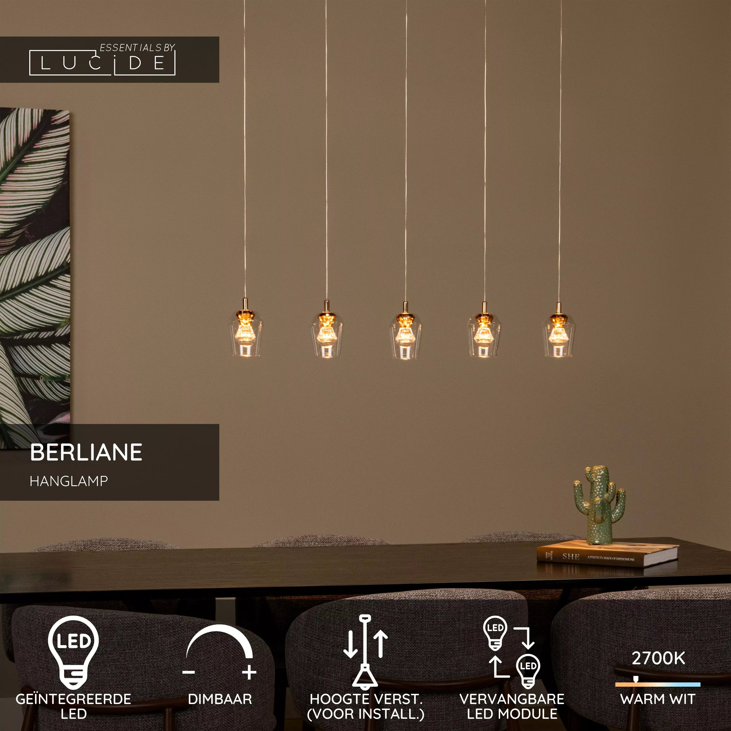 LUCIDE Berliane hanglamp transp. LED dimb. 4W 2700K