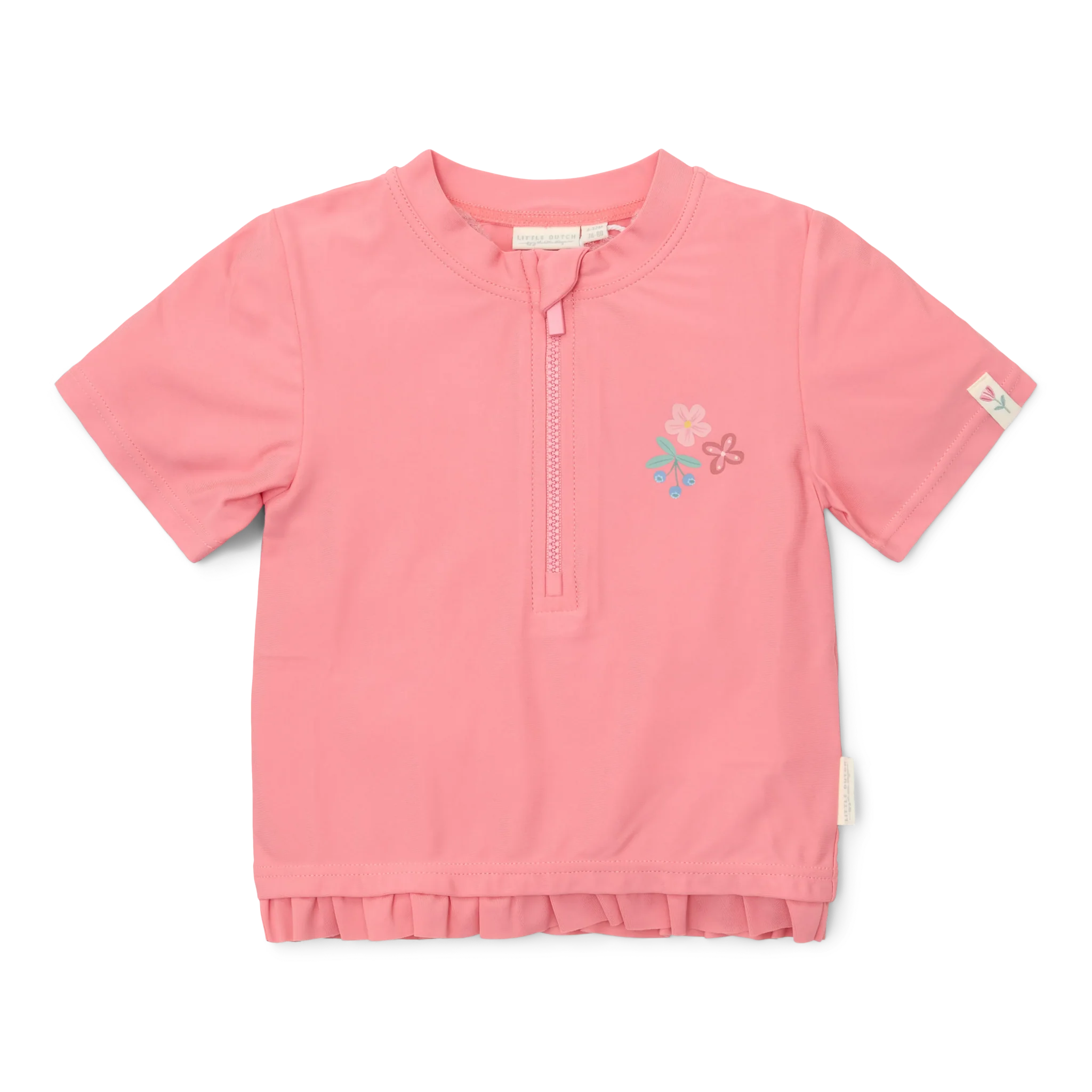 Little Dutch Sunny Flowers - rash guard met korte mouwen - roze - 62/68