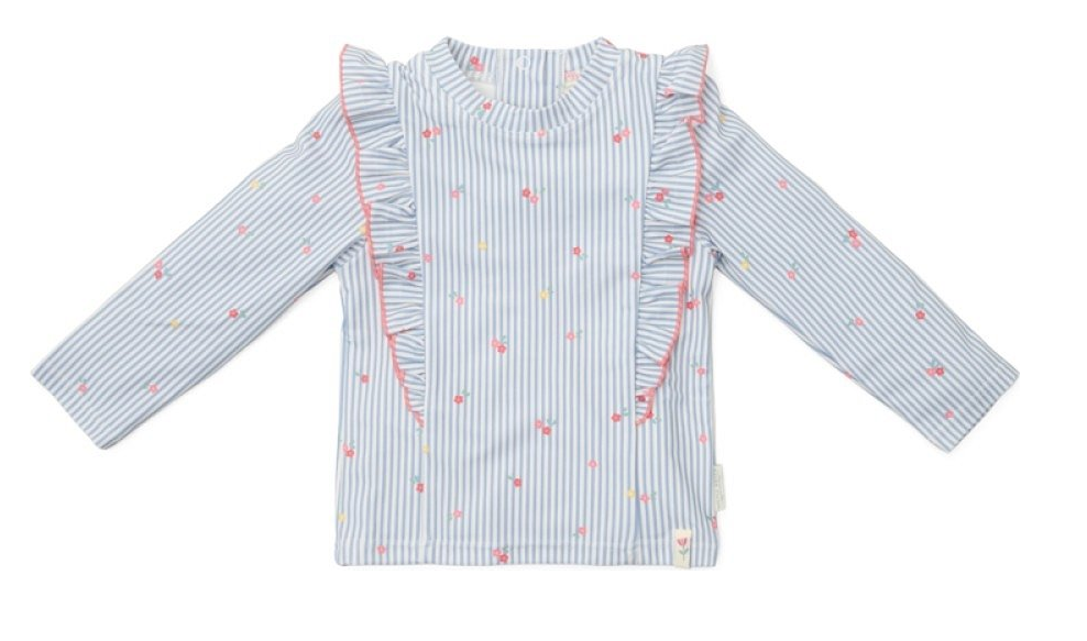 Little Dutch Sunny Flowers - rash guard met lange mouwen - blauw - 74/80