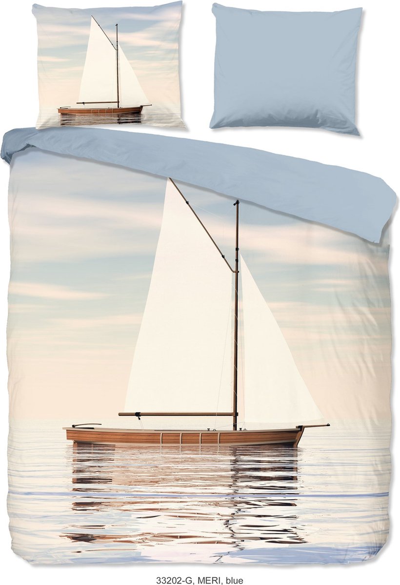 GOODMORNING Dekbedovertrek kids- 140x220 cm - 33202 - blauw - zeilboot