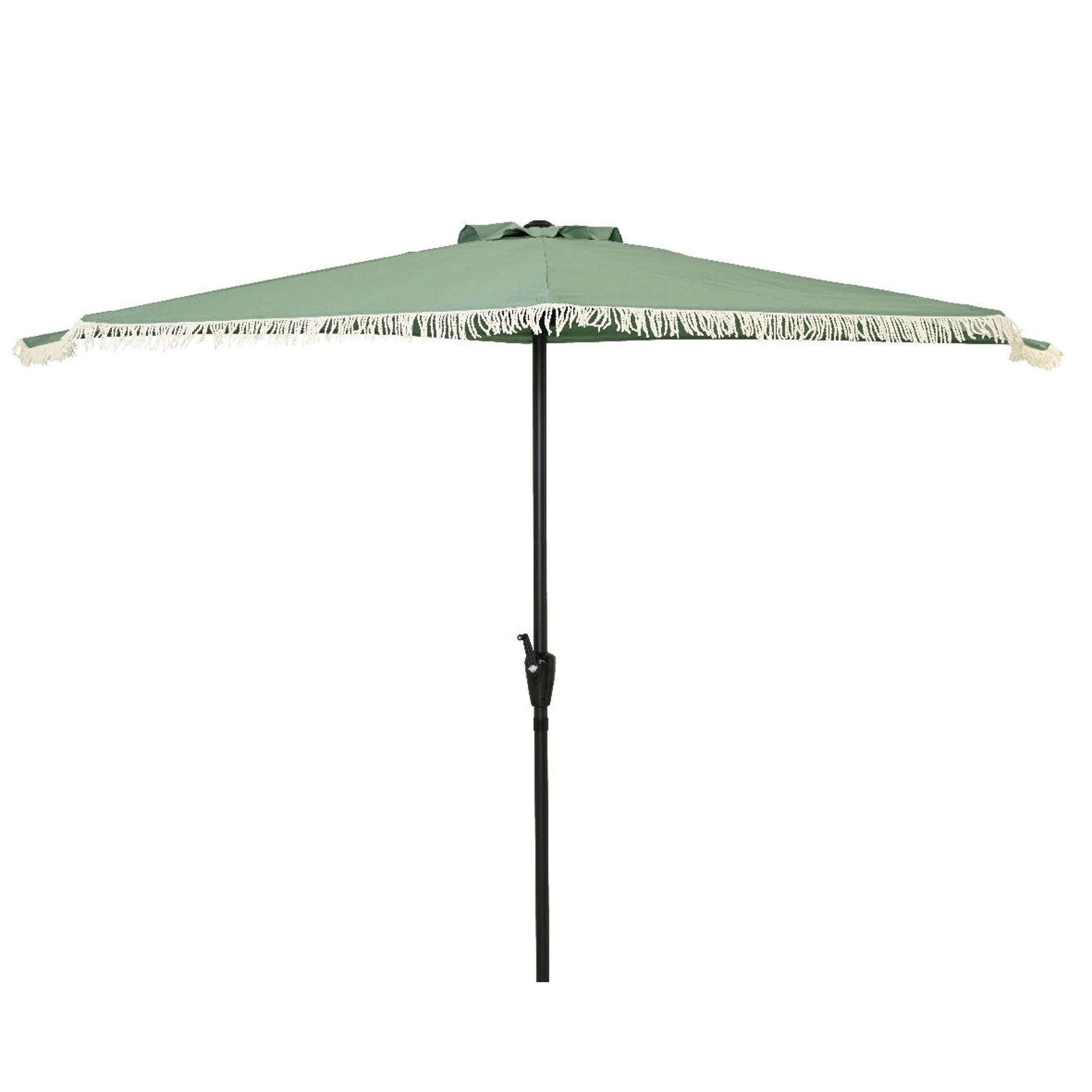Polyester outdoor - 270x135x235cm- groen m/franjes halve terrasparasol