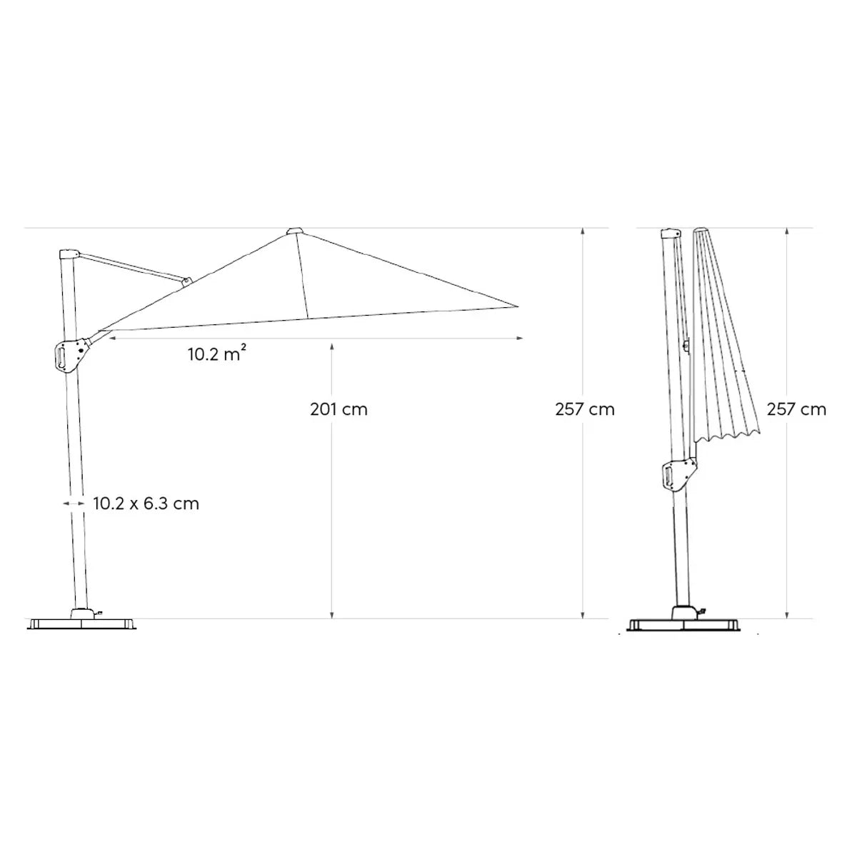 BEAUFORT Premium parasol 320x320cm- doek champagne- stok sandstone  excl. voet