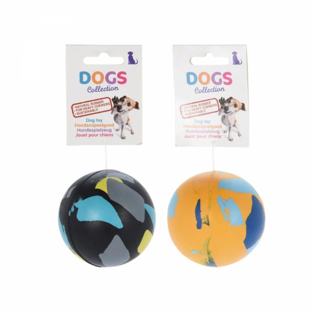 Hondenspeelgoed bal rubber 7cm - ass. (prijs per stuk)