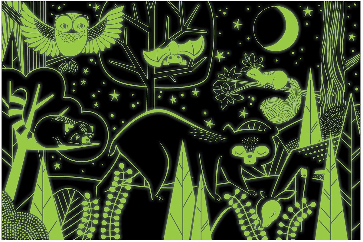 MUDPUPPY puzzel - In het bos glow in the dark 45x30cm - 100-delig in doos