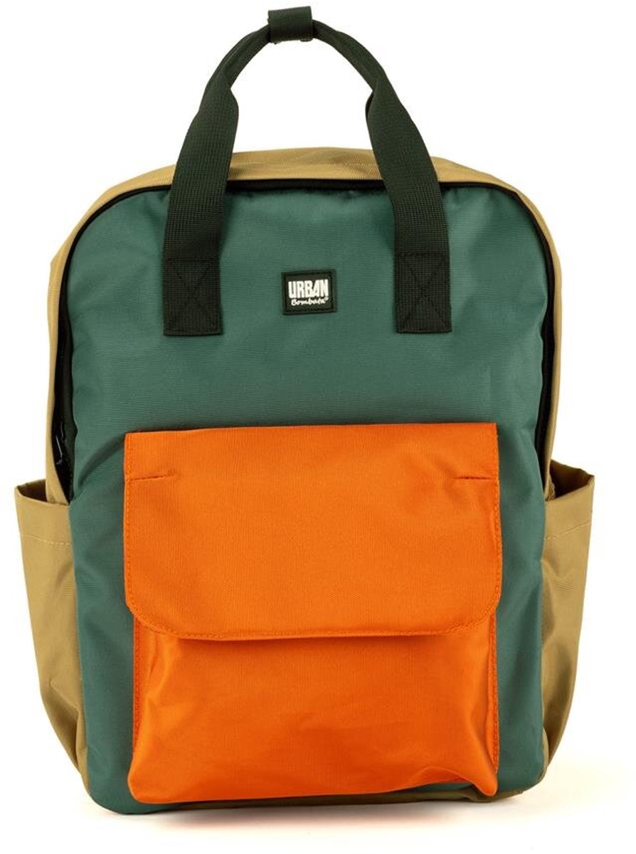BOMBATA Rugzak Rio 15.6  mustard petrol blauw - terracotta