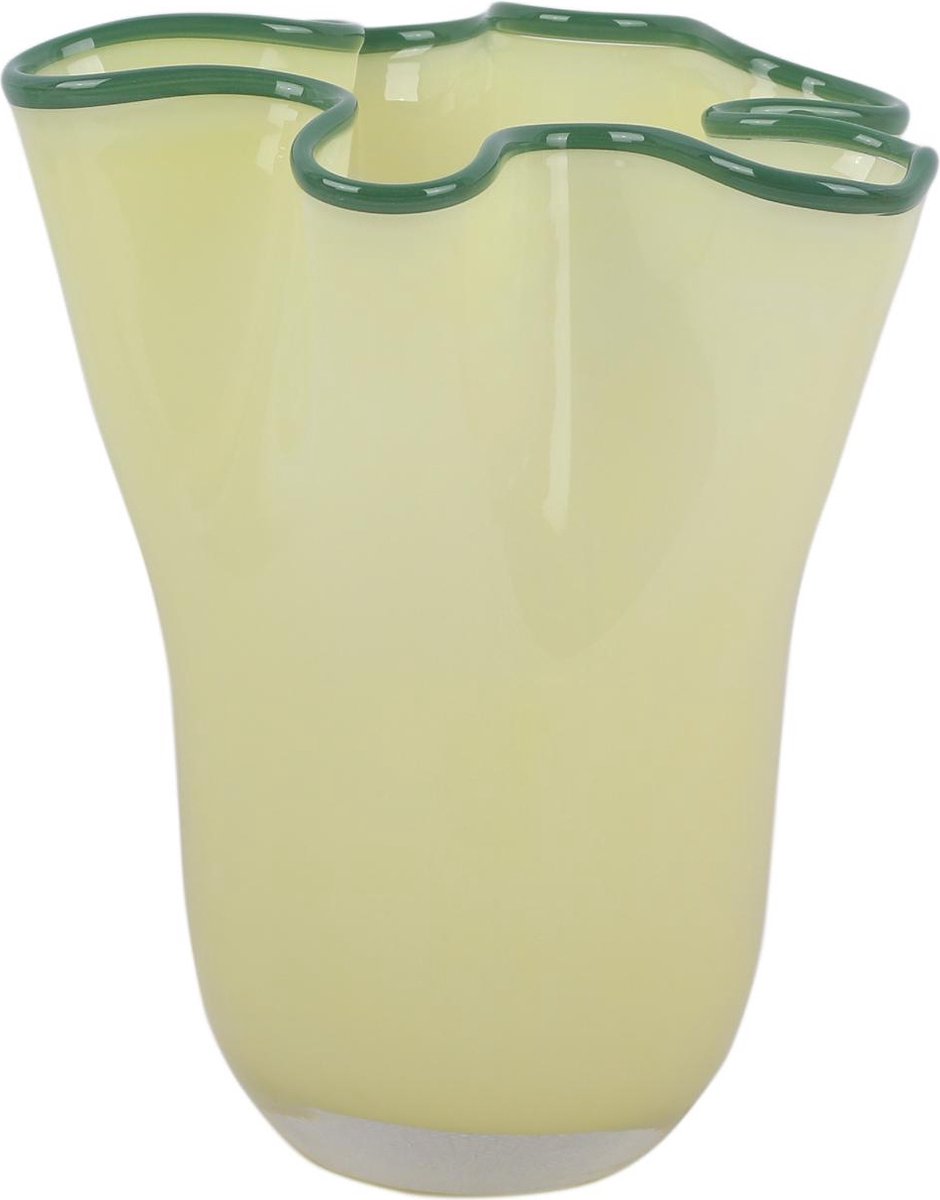 Present Time Ruffles vaas glas - zacht geel - Medium