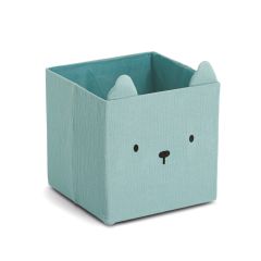 ZELLER Bear storage box - cotton/poly. - 28x28cm - mint