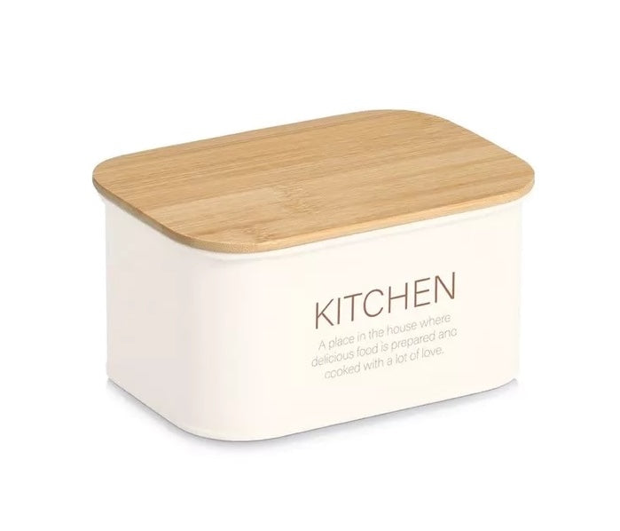 ZELLER Voorraaddoos Kitchen 1200ml - bamboo/metaal - cream