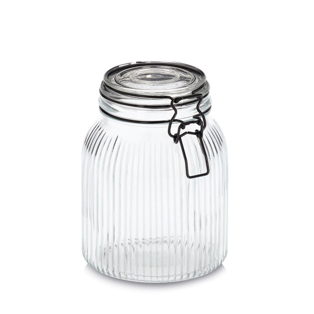 ZELLER Bewaarpot glas 1400ml met clip