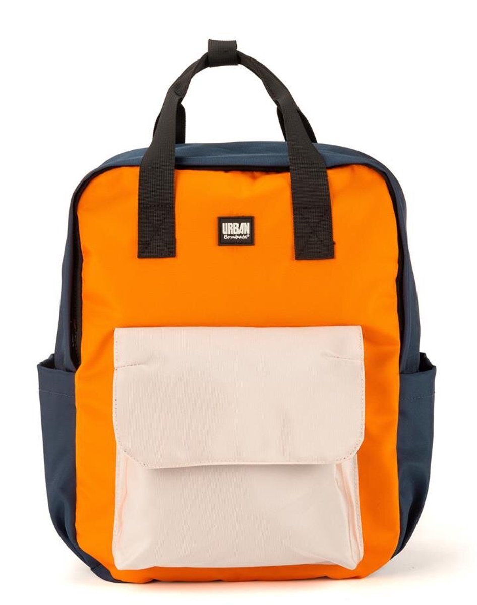 BOMBATA Rugzak Rio 15.6  donker blauw oranje - wit